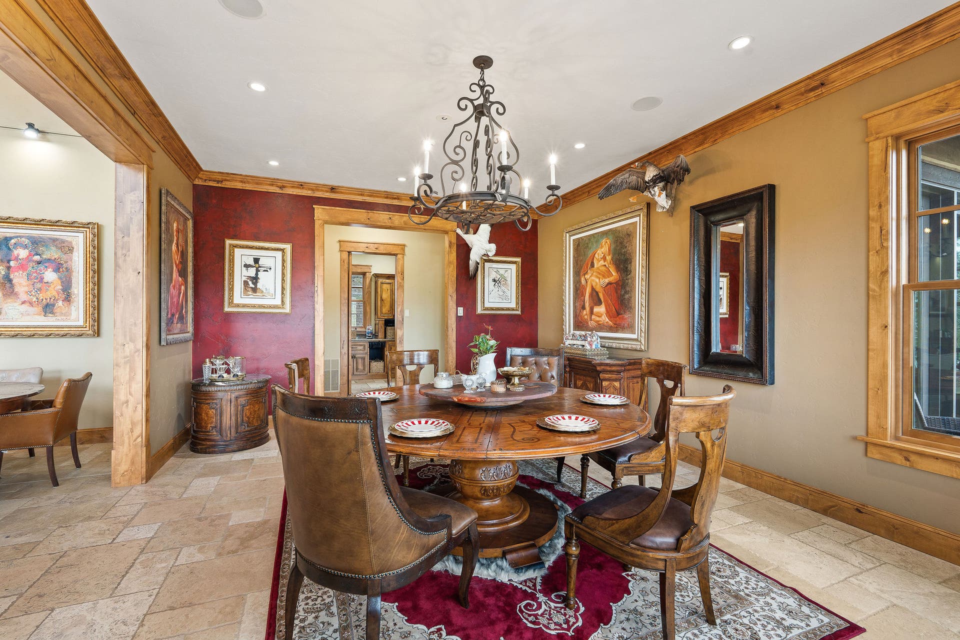 310 Rocky Woods Lane, Bigfork, MT 59911 Chandelier & access to butler's pantry