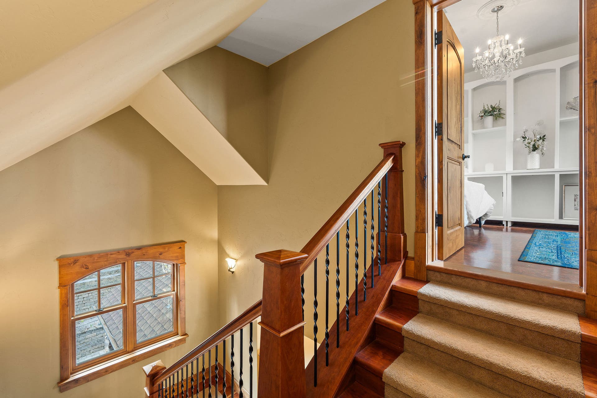 310 Rocky Woods Lane, Bigfork, MT 59911 Stairs to 3rd Level featuring a tea room and artist studio