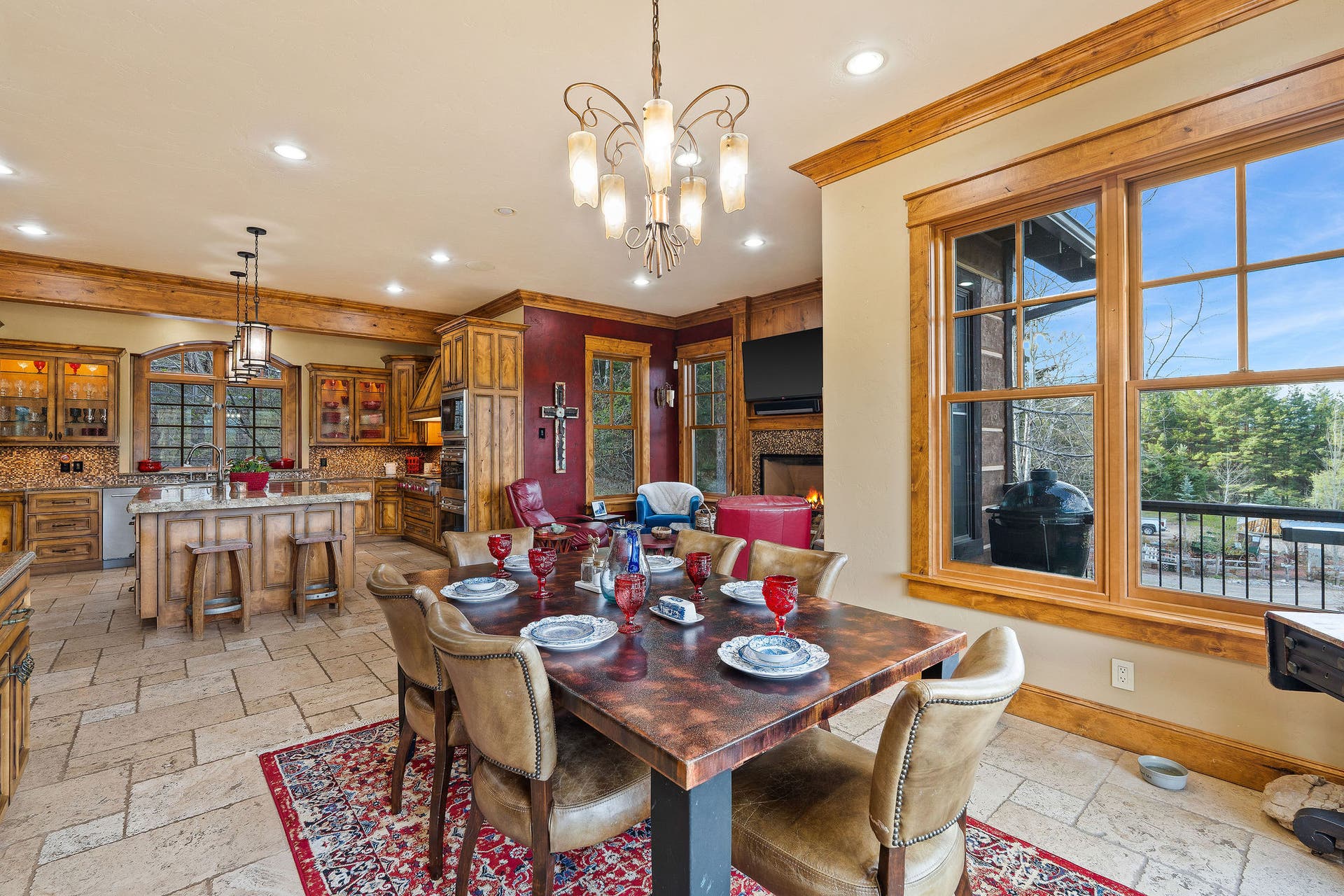 310 Rocky Woods Lane, Bigfork, MT 59911 Secondary dining area or breakfast nook with chandelier