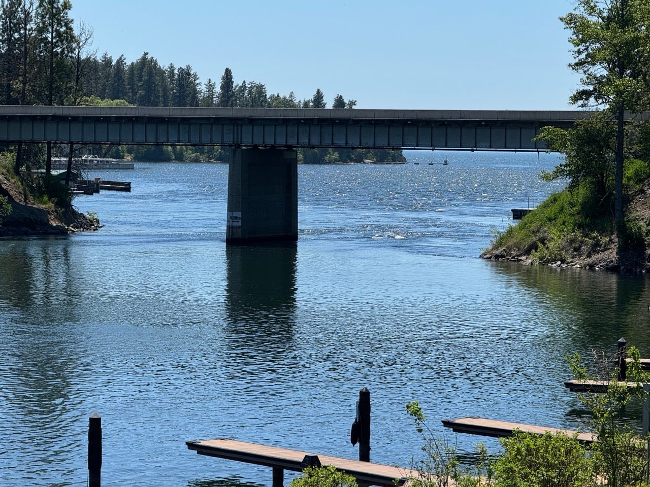 Waterfront property featuring multiple private dock structures