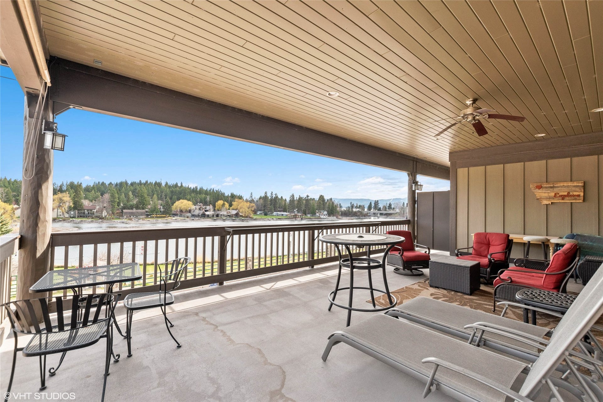 425 Grand Drive, Bigfork, MT 59911 Unit D covered patio with views of Bay and Flathead lake