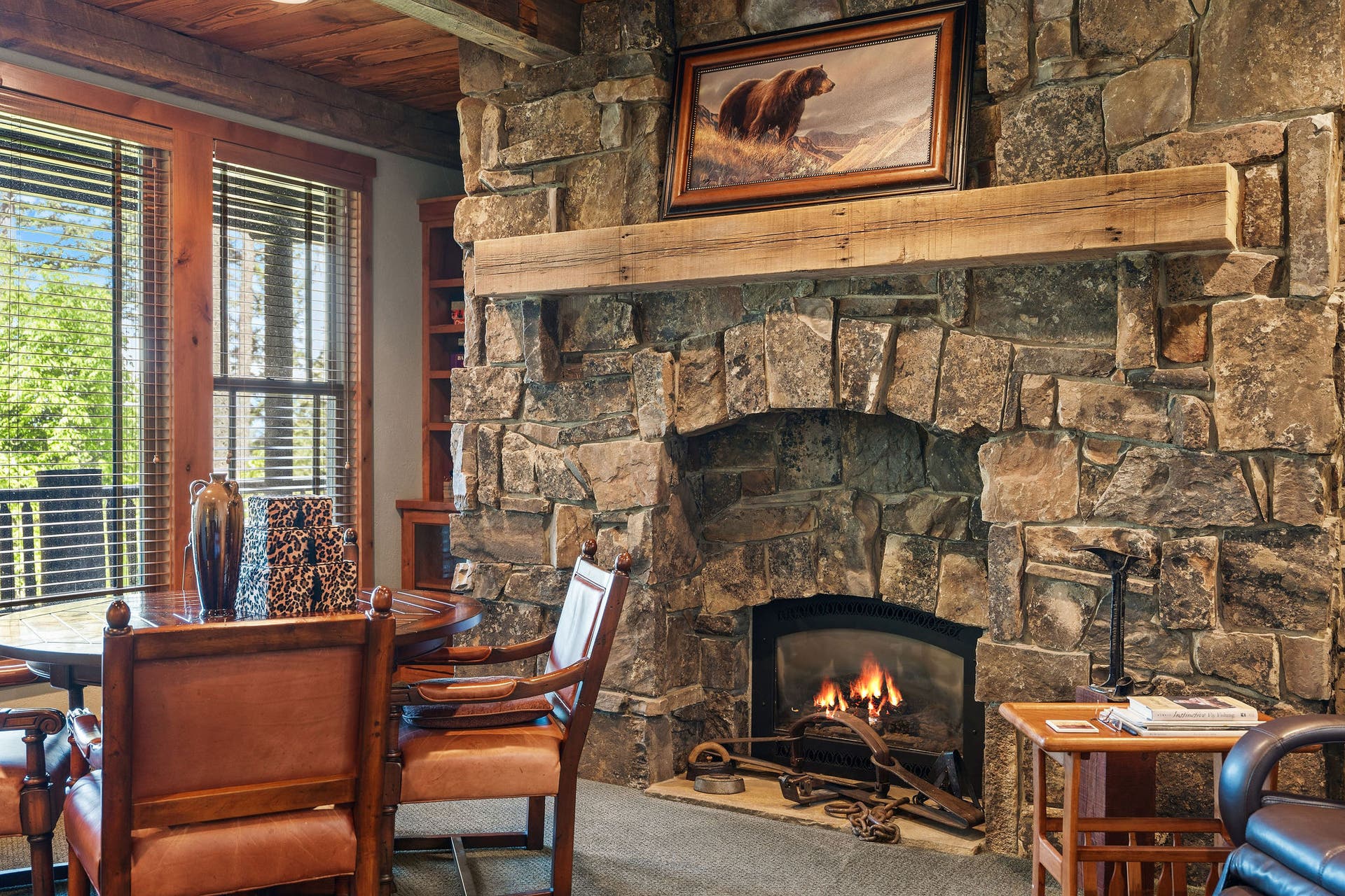 599 Pommel Drive, Bigfork, MT 59911 Gas fireplace in the study makes this the ideal winter retreat