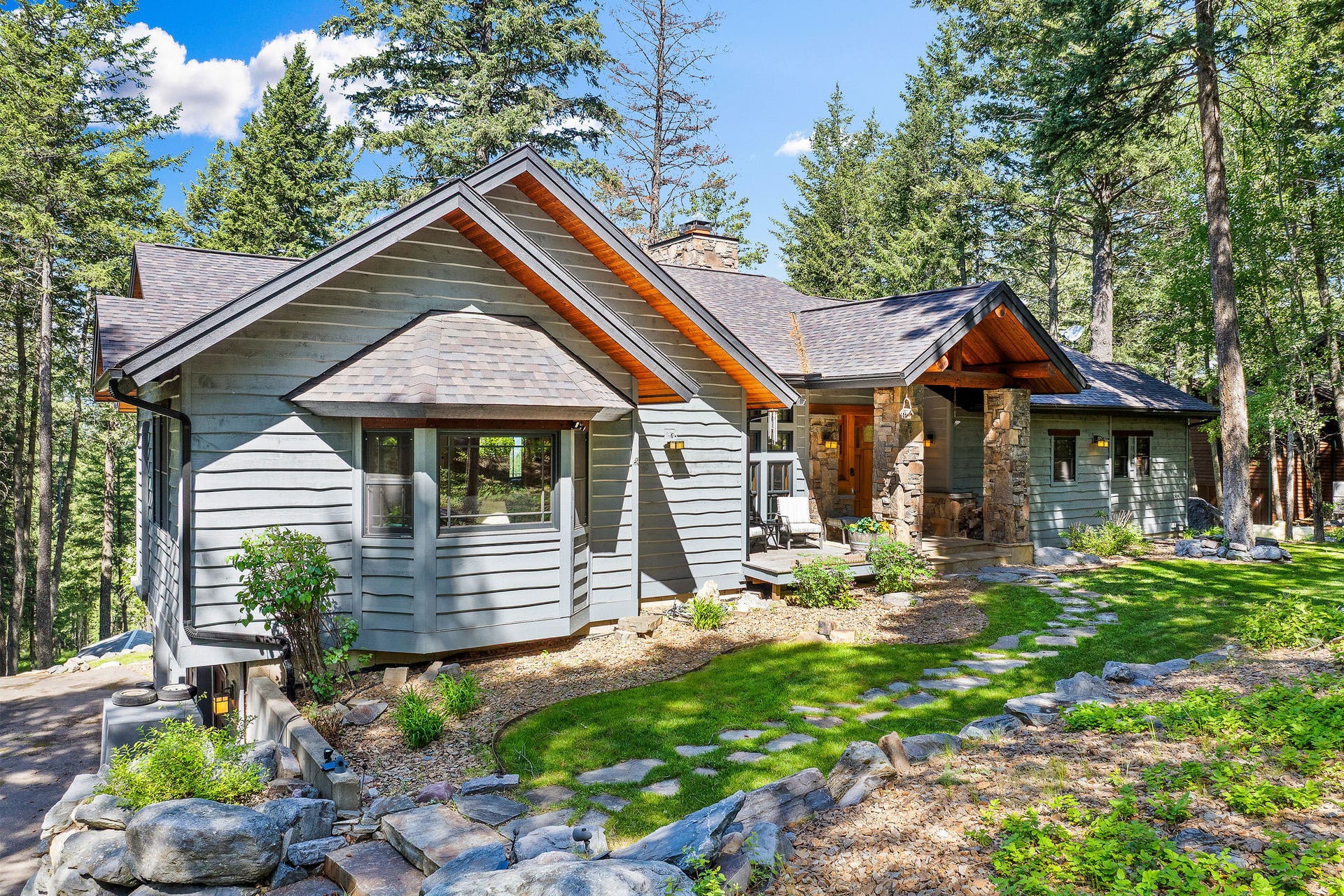 599 Pommel Drive, Bigfork, MT 59911 Landscaped front yard