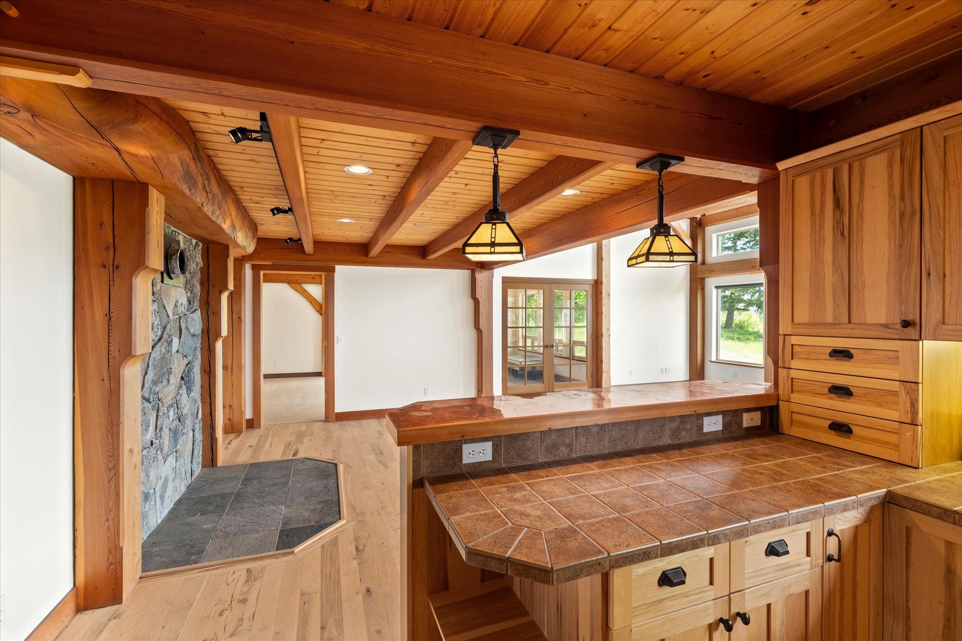 Kitchen with copper counter tops