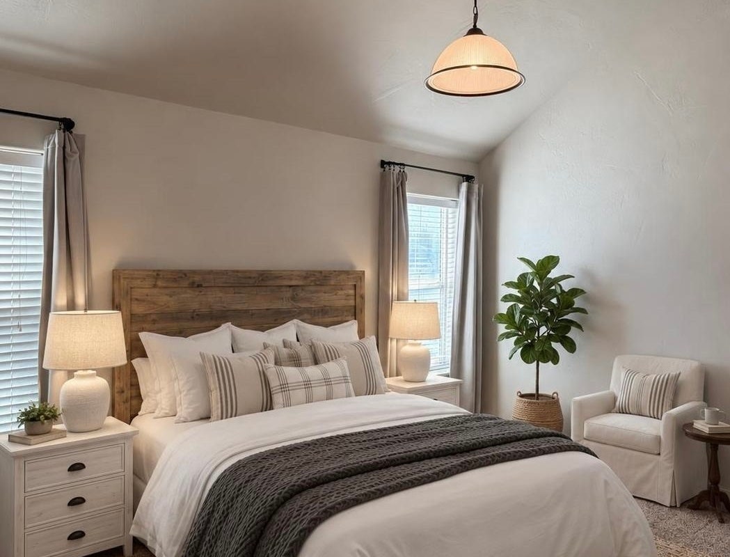 2 Empire Loop, Kalispell, MT 59901 Virtually staged spacious primary suite bedroom with walk-in closet in a 3-bedroom North Kalispell townhome.