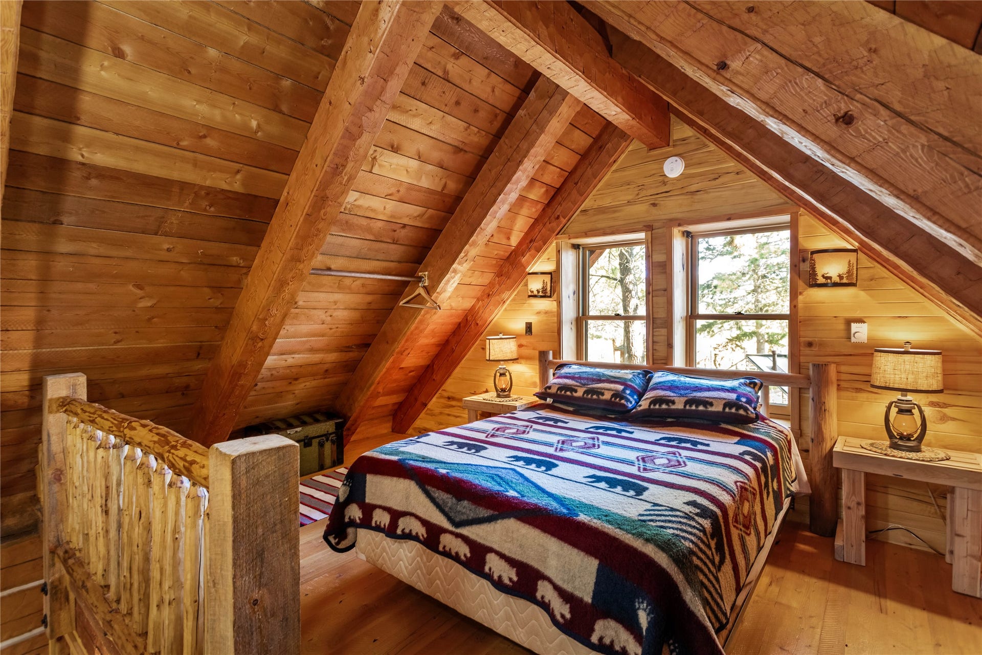 13518 Sylvan Drive, Bigfork, MT 59911 Bearly Asleep Cabin upper level bedroom