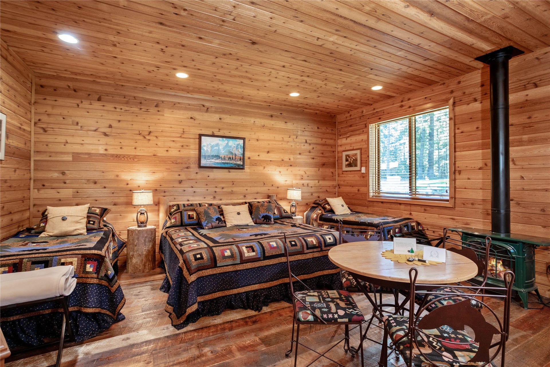 13518 Sylvan Drive, Bigfork, MT 59911 Bunk House sleeping quarters with wood stove