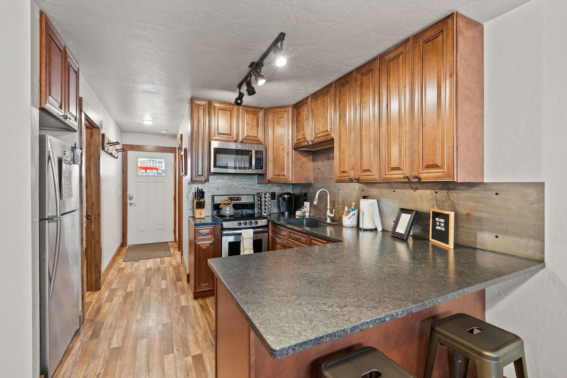 The Hunter: Full kitchen, with a full-size fridge.