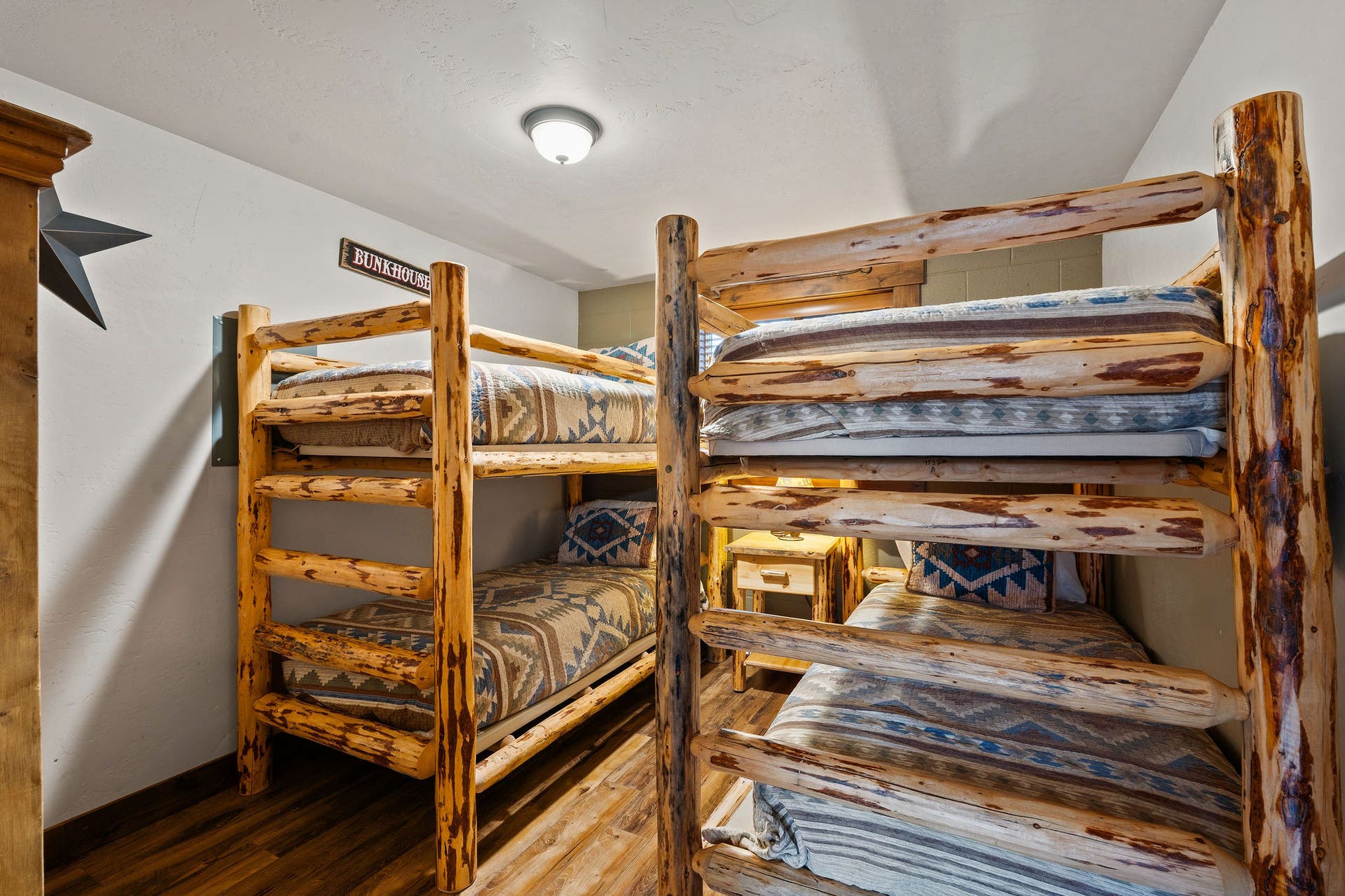 The Cowboy: Bedroom with 2 Bunkbeds.  Total of 4 twin mattresses.