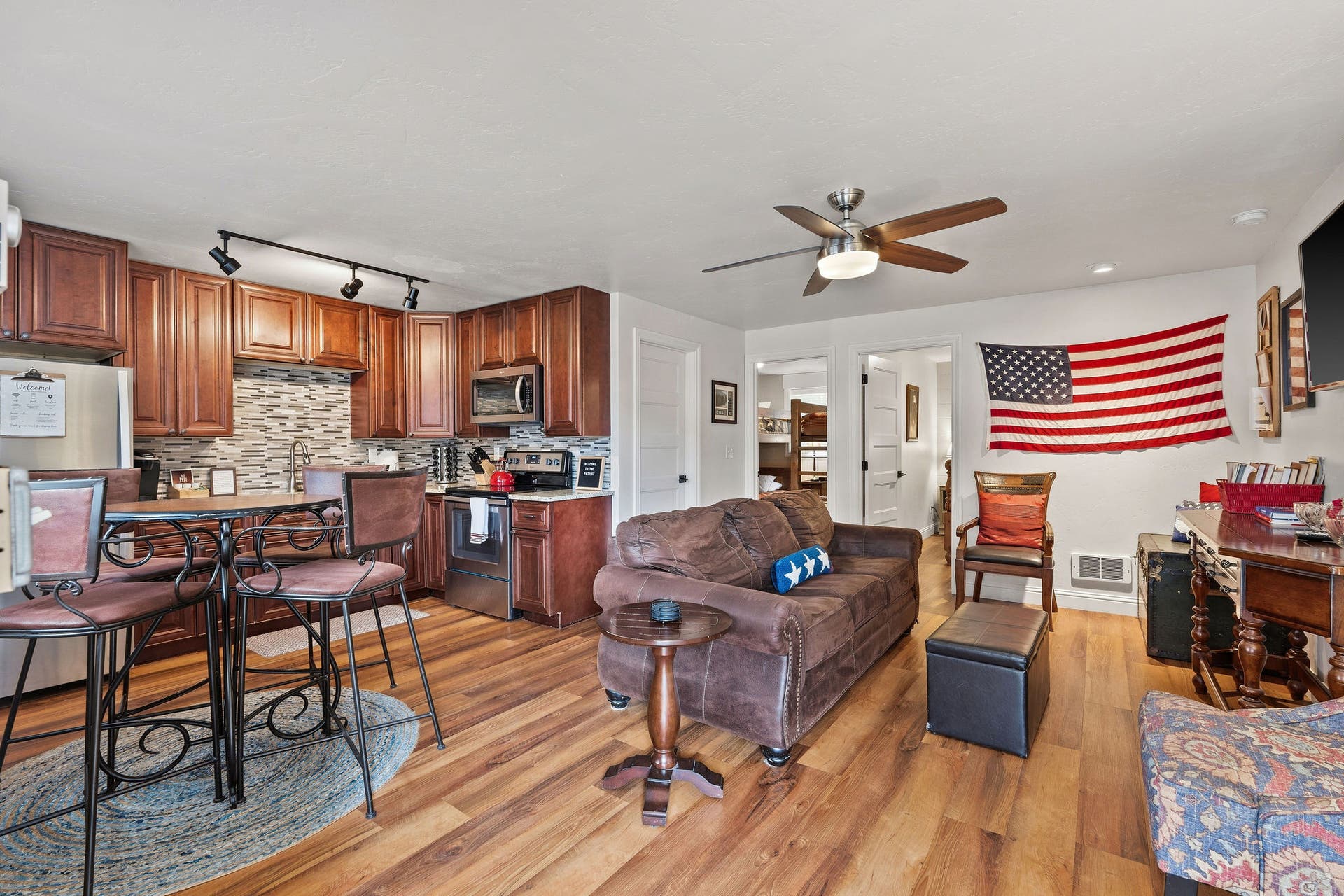 The Patriot - 2 bed unit includes a kitchen and living area.