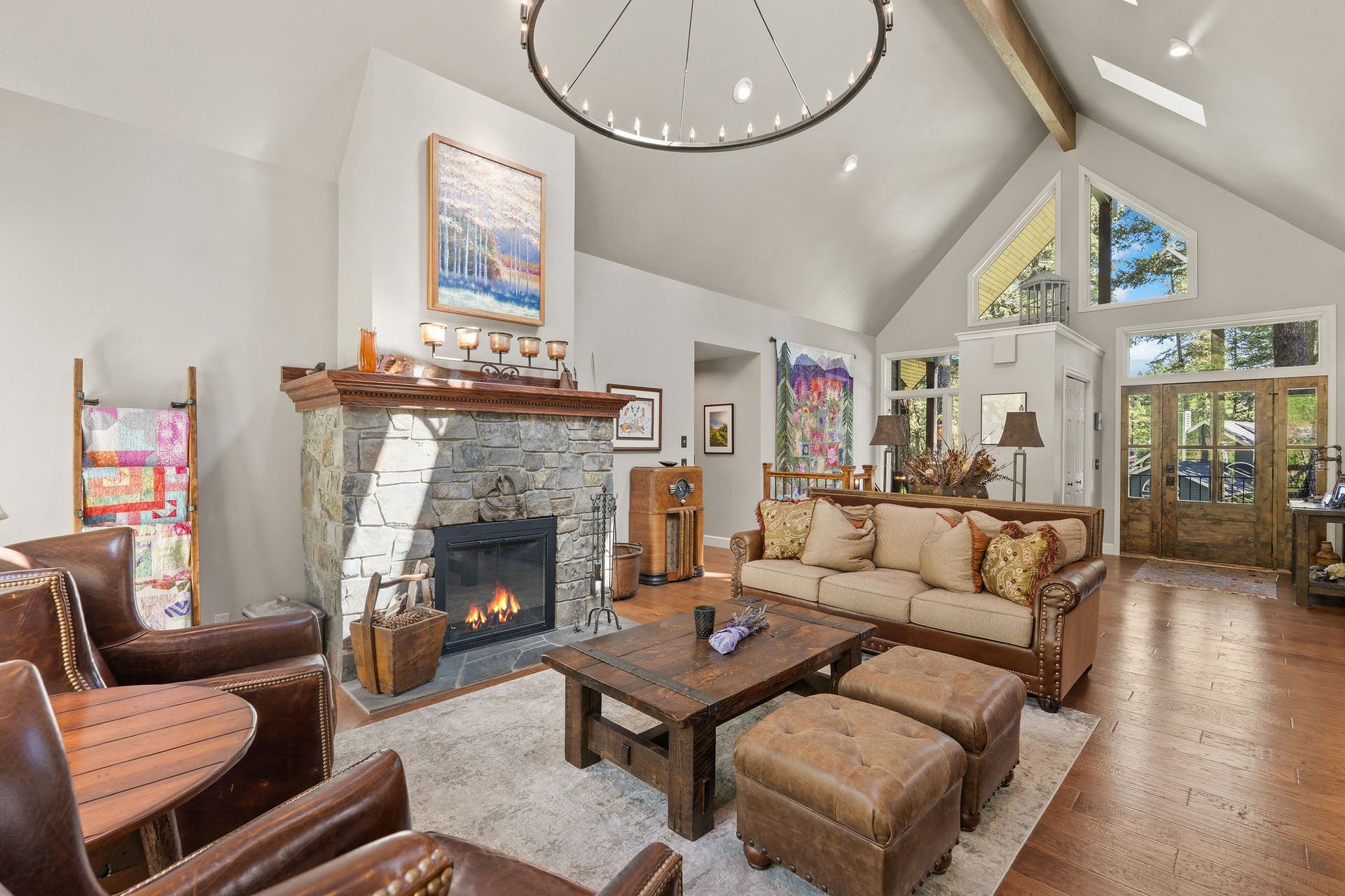 188 Eagle Bend Drive, Bigfork, MT 59911 ... And a warm, inviting, wrap around, stone fireplace