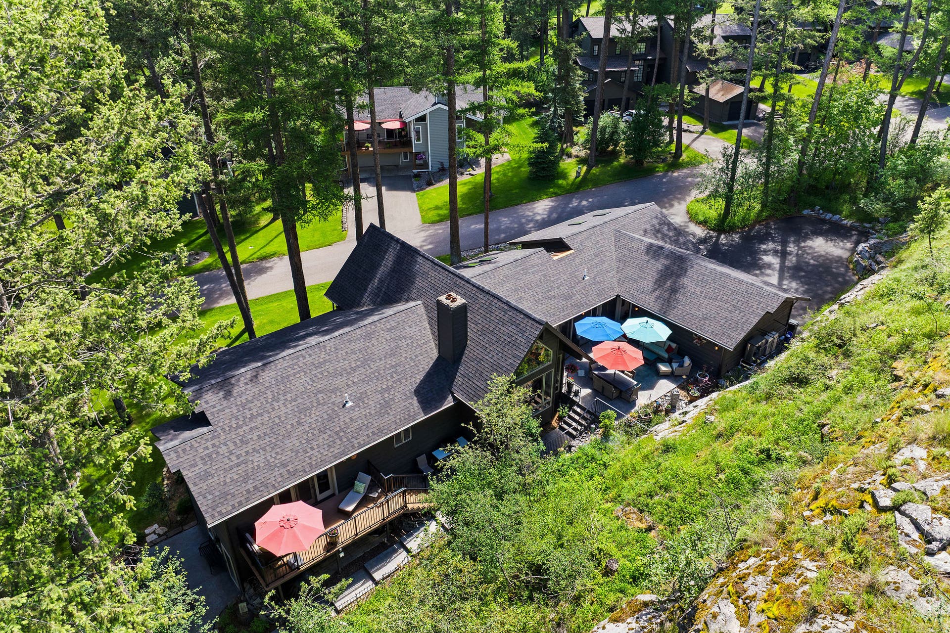 188 Eagle Bend Drive, Bigfork, MT 59911 Private decks against the rock outcropping give you full privacy