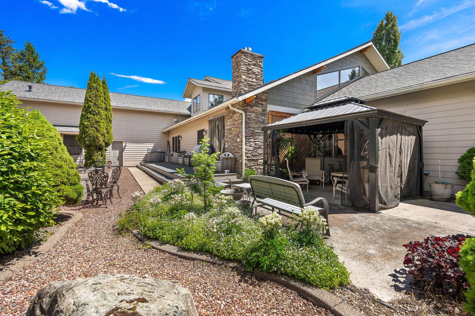 229 Harbor Drive, Bigfork, MT 59911 Screened gazebo and courtyard