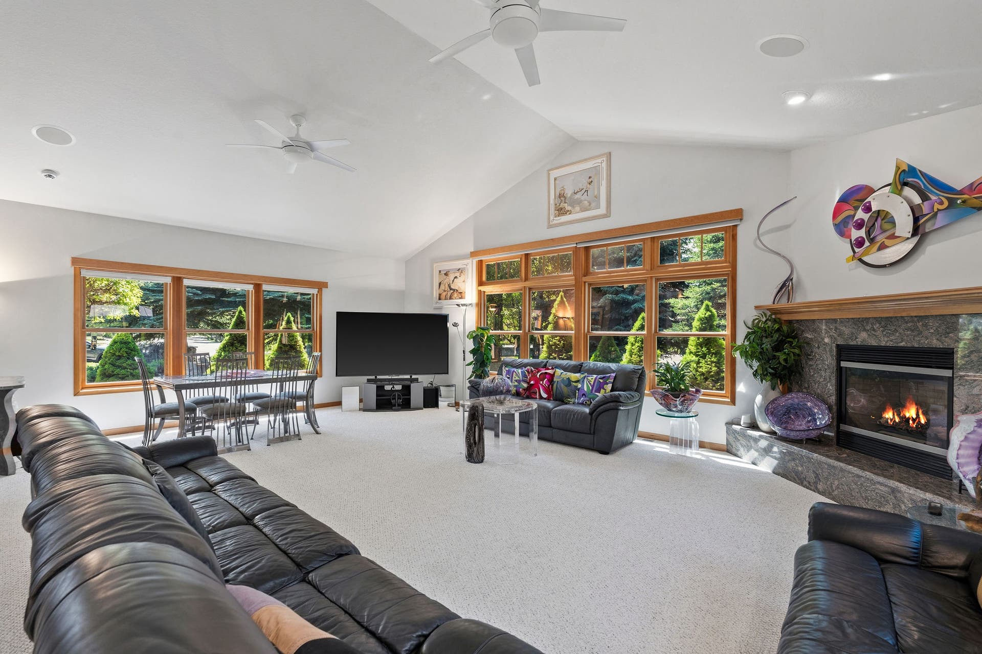 229 Harbor Drive, Bigfork, MT 59911 Great Room has surround sound connected to TV
