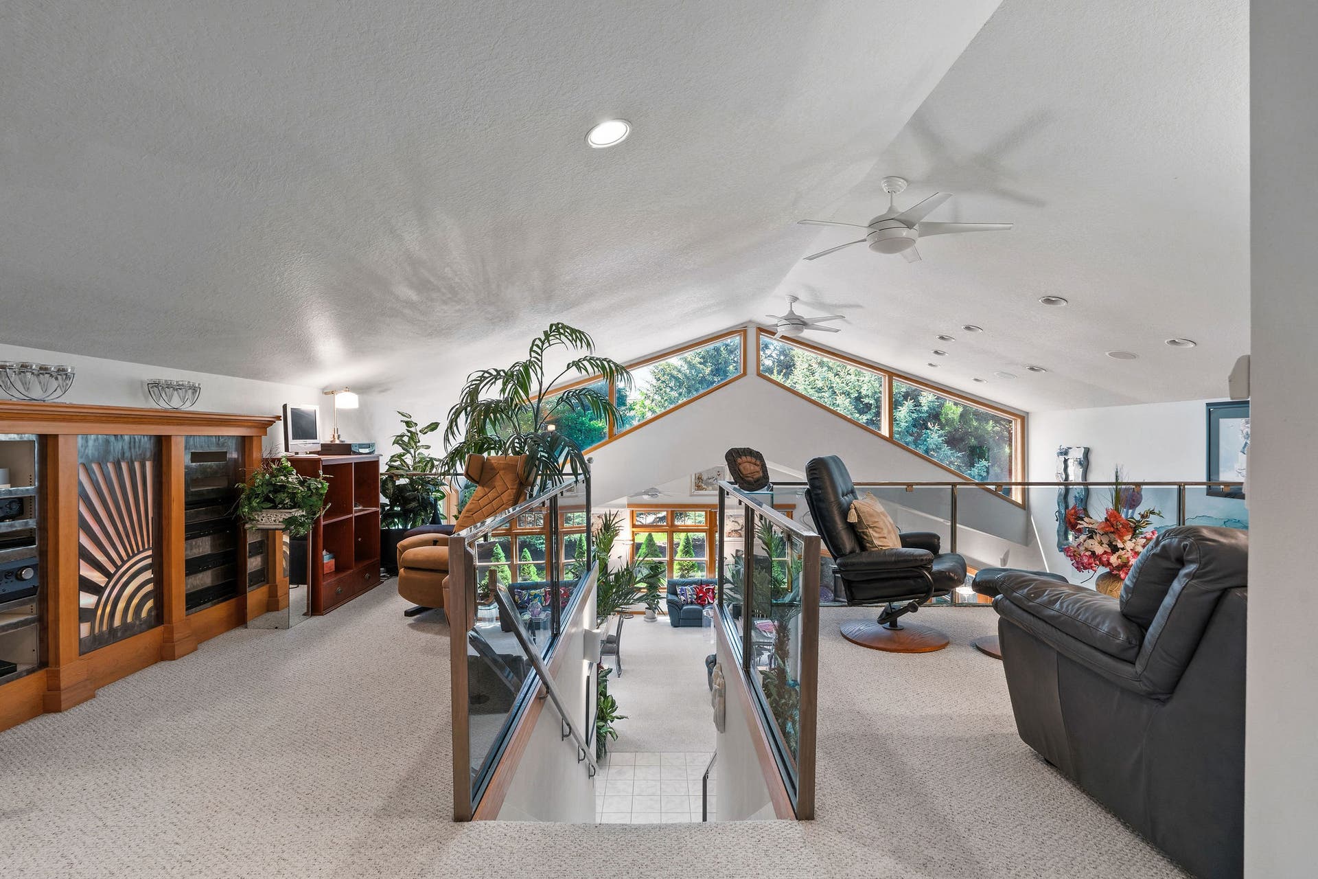 229 Harbor Drive, Bigfork, MT 59911 Custom glass and stainless-steel railing on stairway