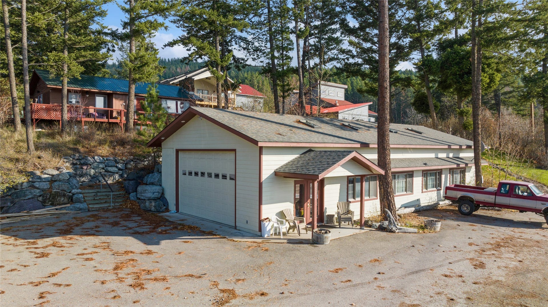 15236 Mt Highway 35, Bigfork, MT 59911 Shop/Garage/Mancave converted to living quarters. Looking N/W to S/E from Hwy 35.