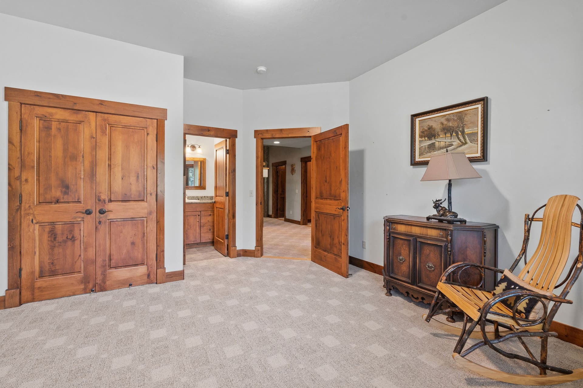 129 Bjork Drive, Bigfork, MT 59911 Lower level guest bedroom #2: closet & ensuite 3/4 bath