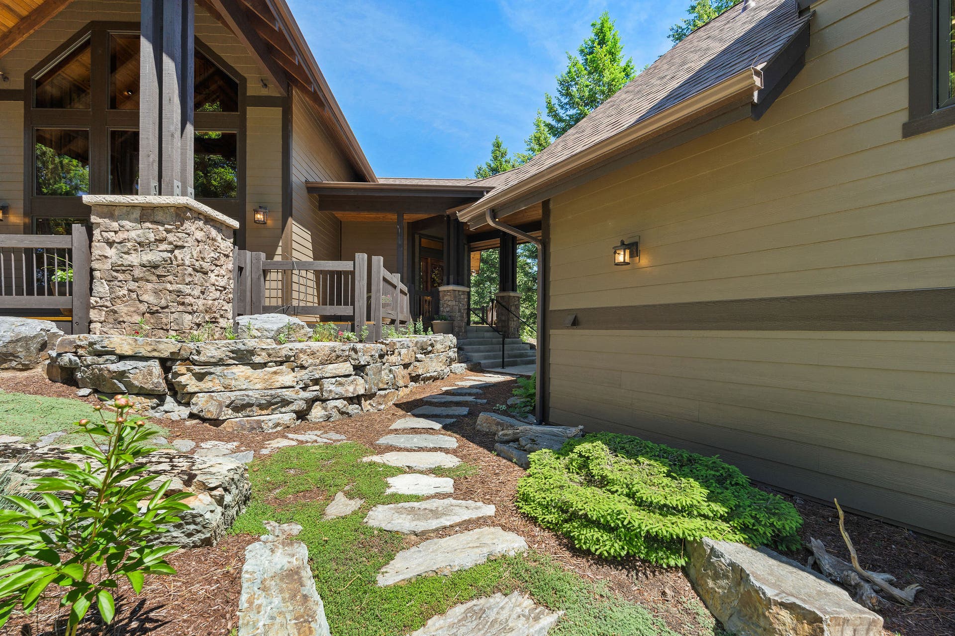 129 Bjork Drive, Bigfork, MT 59911 Two entry points, stone walkway