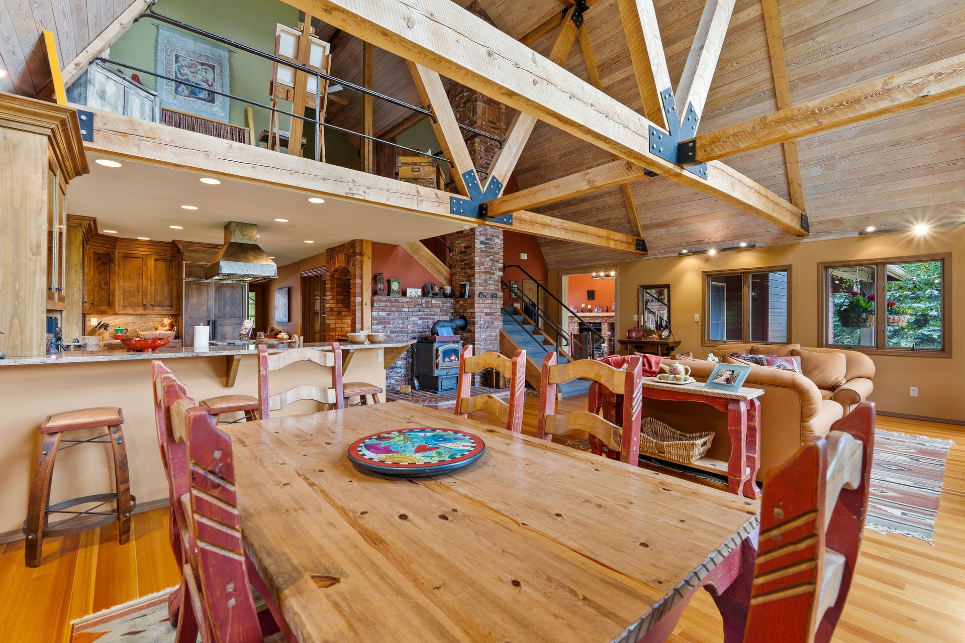 1160 Swan Horseshoe Drive, Bigfork, MT 59911 Dining area, living room, and loft
