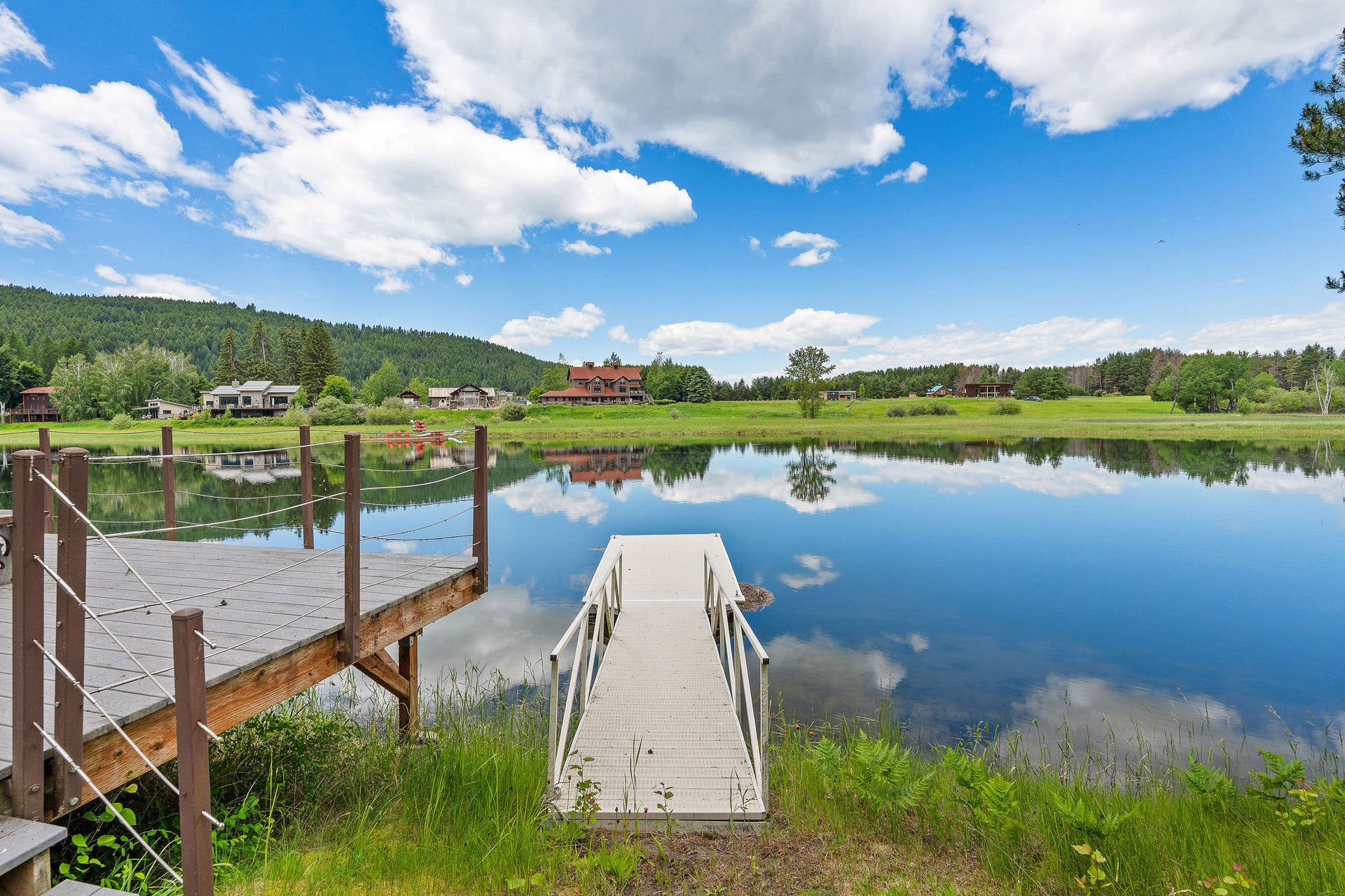 1160 Swan Horseshoe Drive, Bigfork, MT 59911 Deck, dock and walkway to Swan River