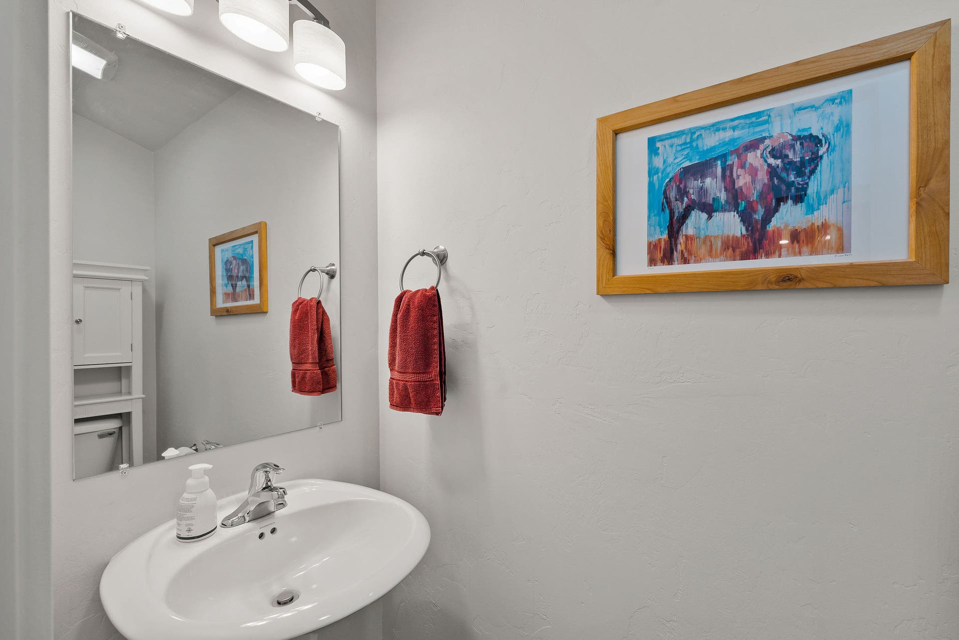 13404 Crescent Moon Drive, Bigfork, MT 59911 Main floor half bathroom conveniently located near the garage entrance.