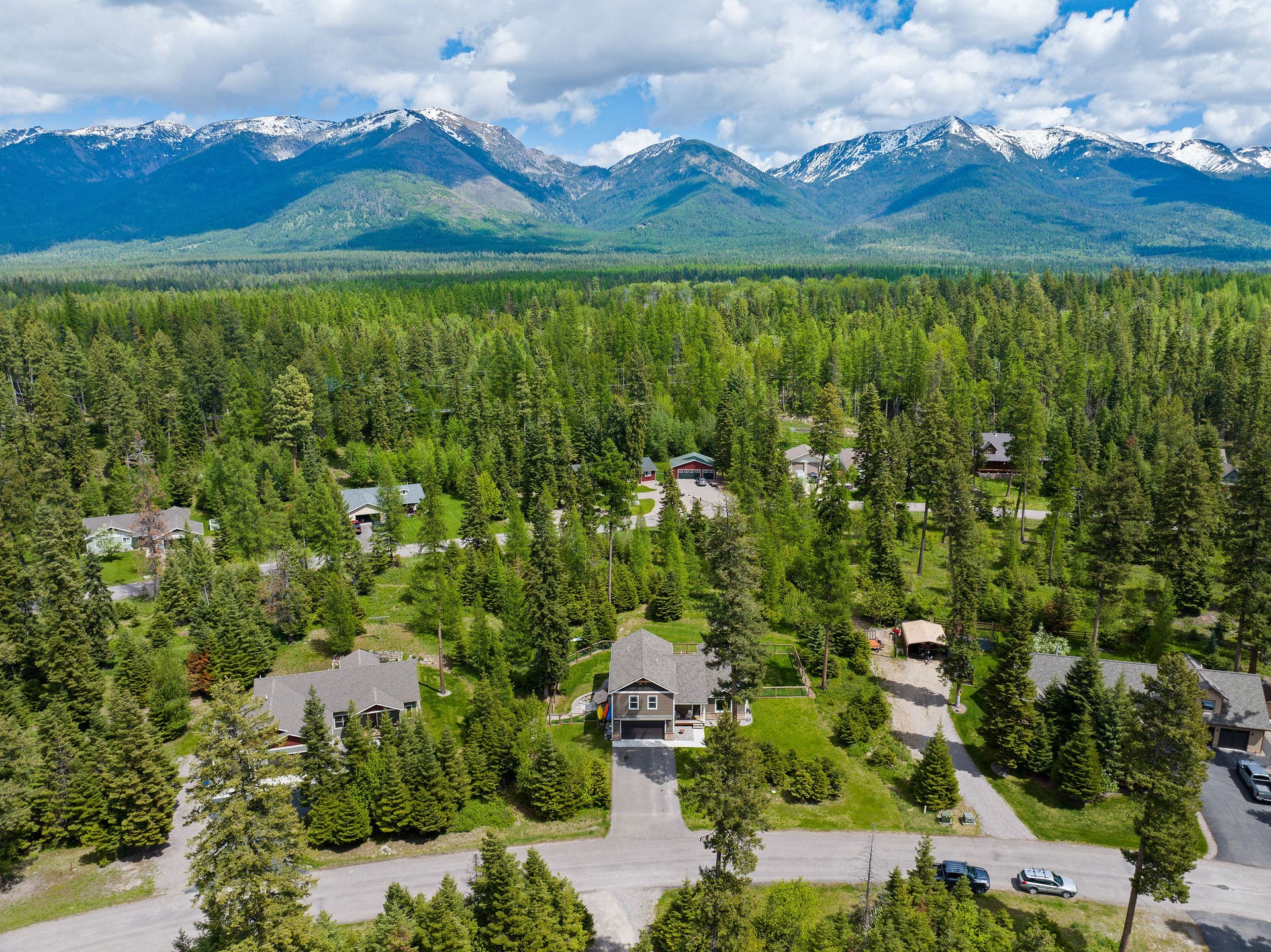 13404 Crescent Moon Drive, Bigfork, MT 59911 Spectacular aerial vista showcasing the proximity to the Swan Mountain Range