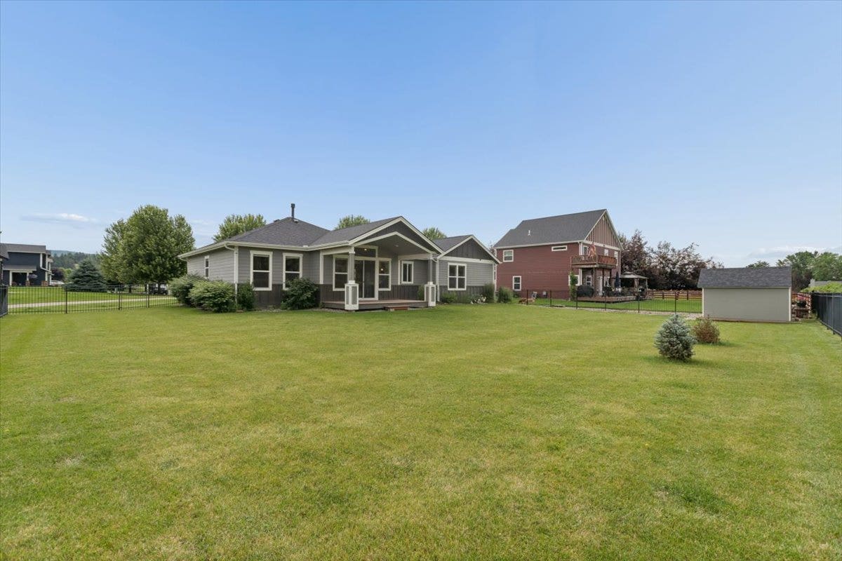 615 Mill Pond Place, Bigfork, MT 59911 Well maintained back yard with shed