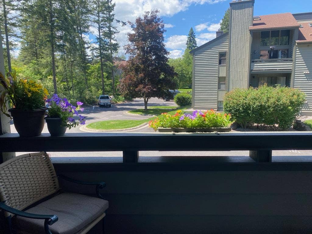 270 Bridge Street, #2, Bigfork, MT 59911 View from patio. An easy walk to boat slips, pool, waterfront fire pit