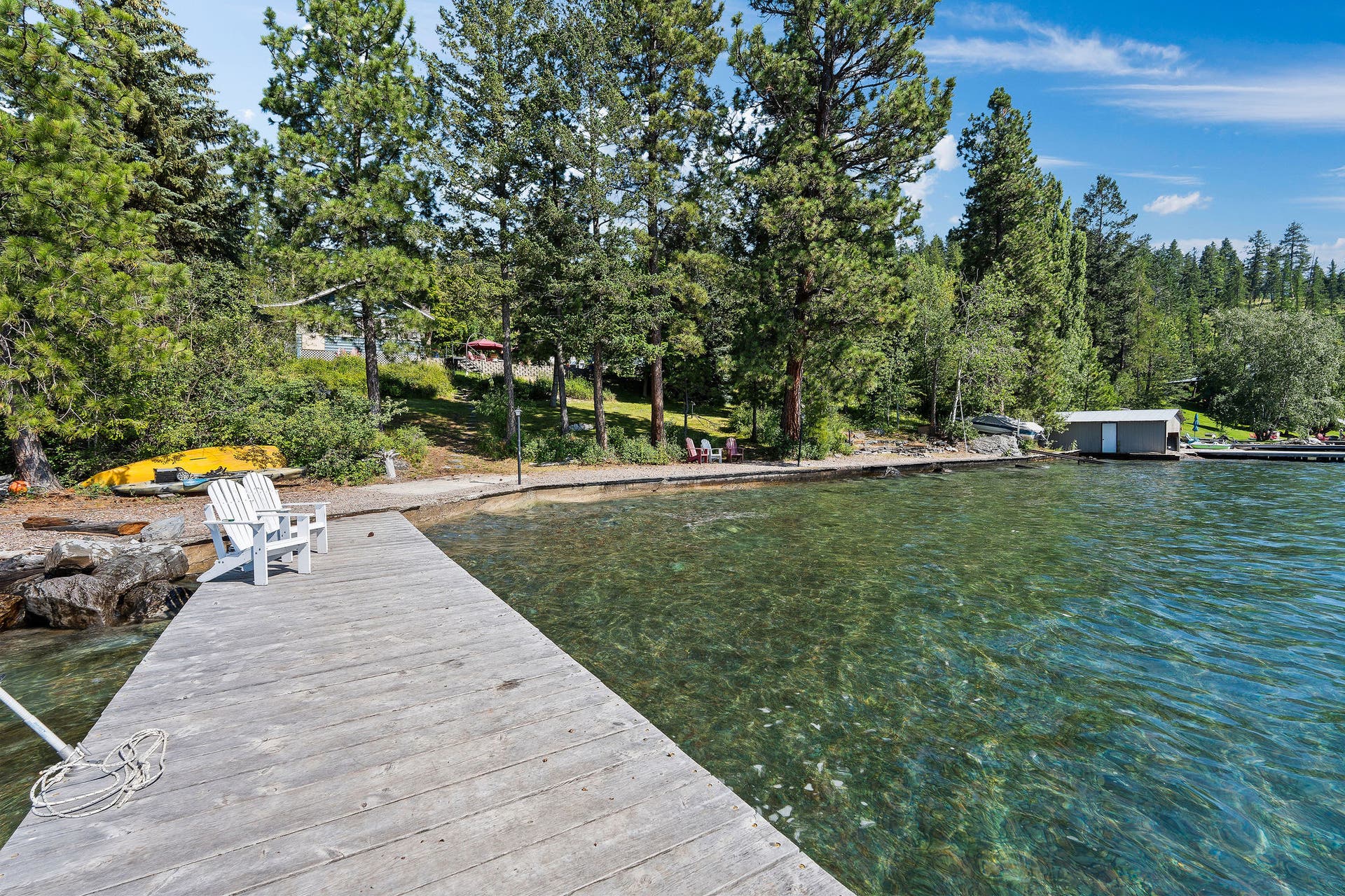 338 Flathead Lodge Road, Bigfork, MT 59911 The sun sets in the west, sun shines all day and evening here!