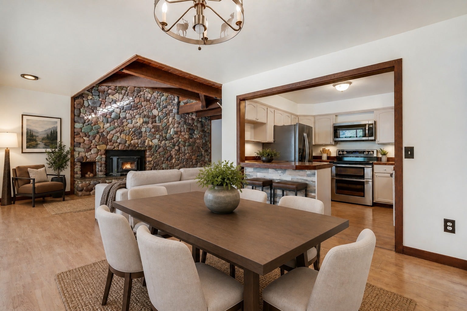 244 Bench Drive, Kalispell, MT 59901 Virtually staged dining and living room areas.