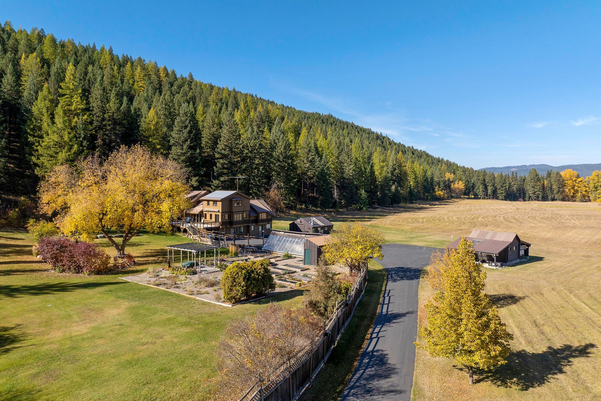 1230 Truman Creek Road, Kila, MT 59920 Aerial View of Main Structures
