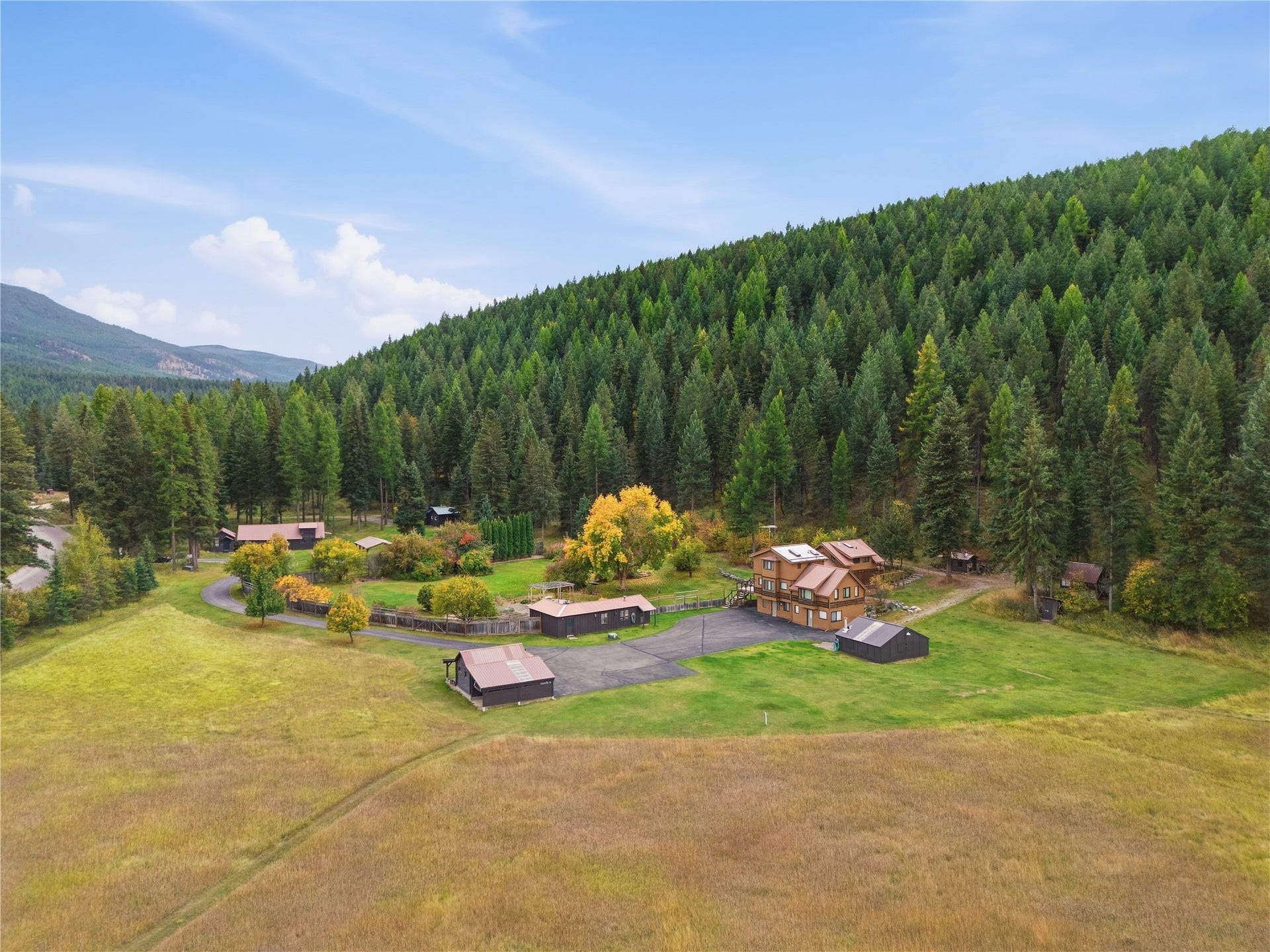 1230 Truman Creek Road, Kila, MT 59920 Aerial View of Main Structures