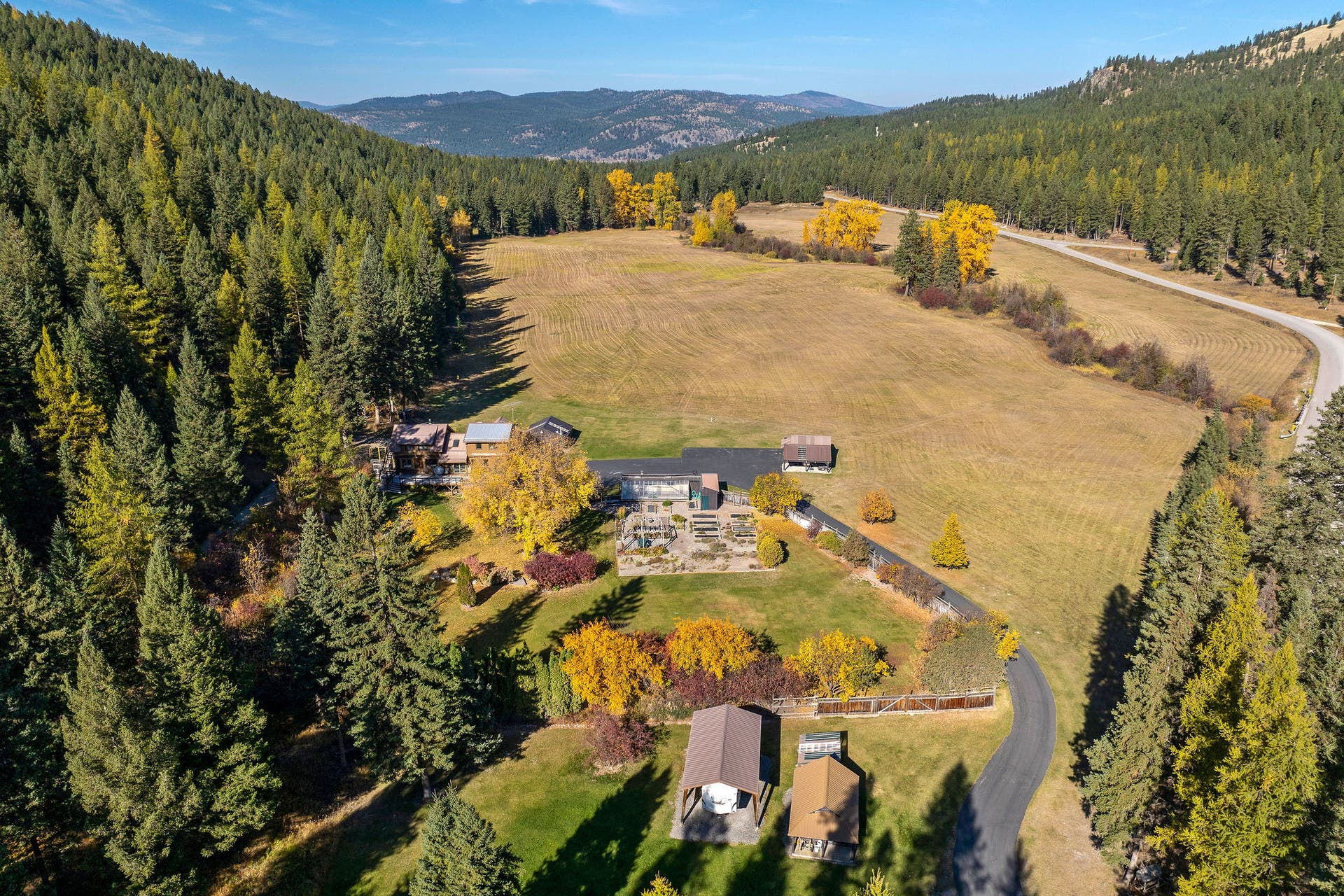 1230 Truman Creek Road, Kila, MT 59920 Aerial View of Main Structures