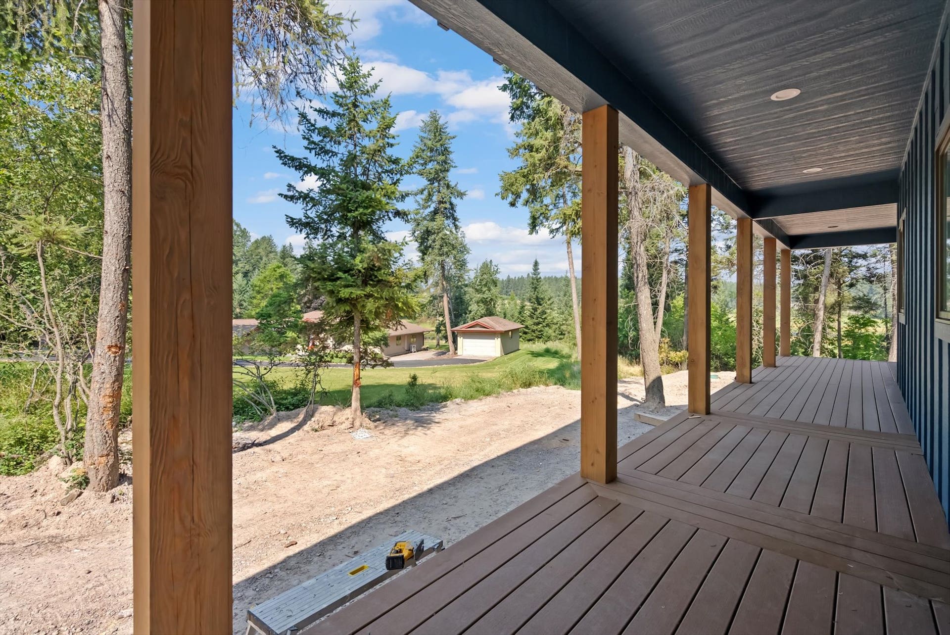 33542 Westview Drive, Bigfork, MT 59911 Covered outdoor living space overlooking the private, peaceful grounds