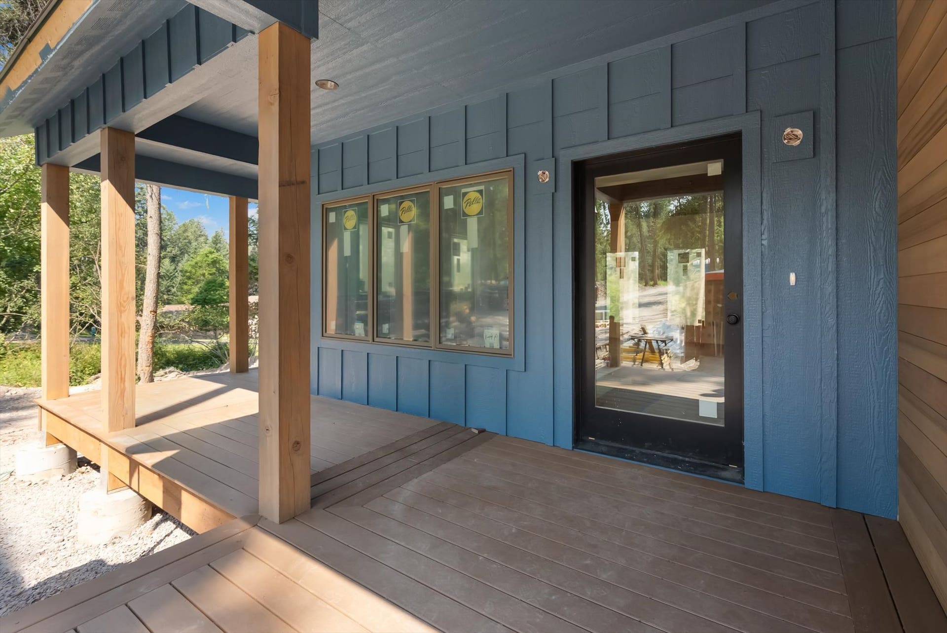 33542 Westview Drive, Bigfork, MT 59911 Welcoming covered front entrance with custom timber framing
