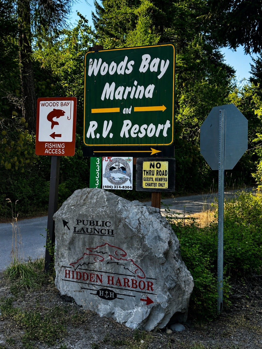 52 Hidden Harbor - Boat Slip #24, Bigfork, MT 59911 Stone monument sign for Hidden Harbor with Public Launch access