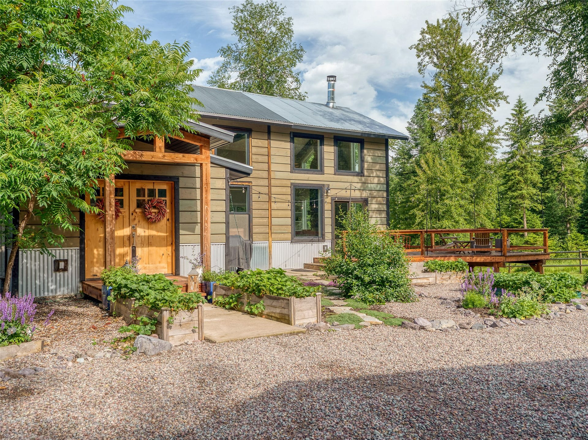 28012 Meadow Creek Road, Bigfork, MT 59911 Beautiful entrance to the home.