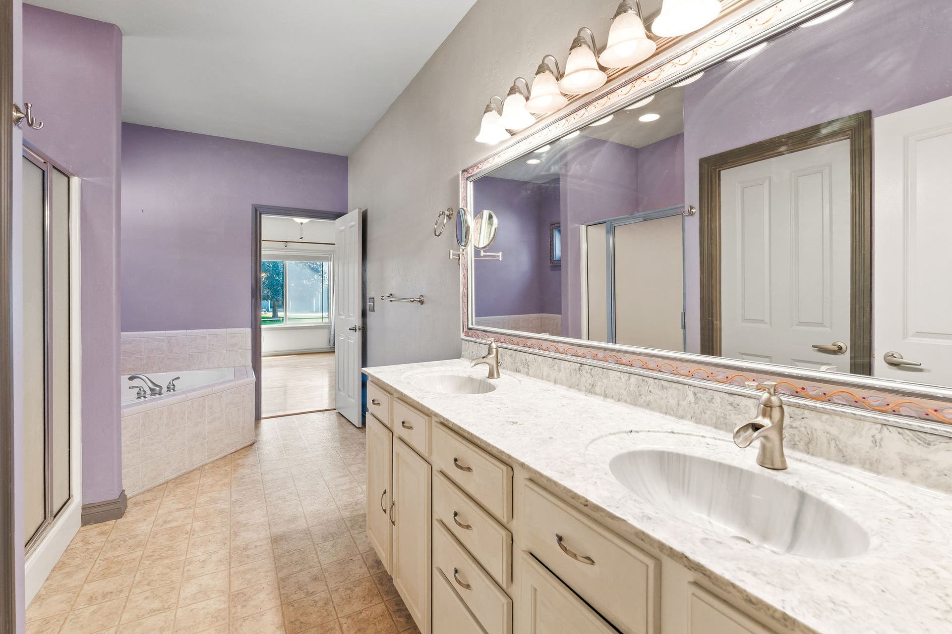 214 O'Brien Terrace N, Bigfork, MT 59911 Large double vanity with abundant wood cabinets for storage