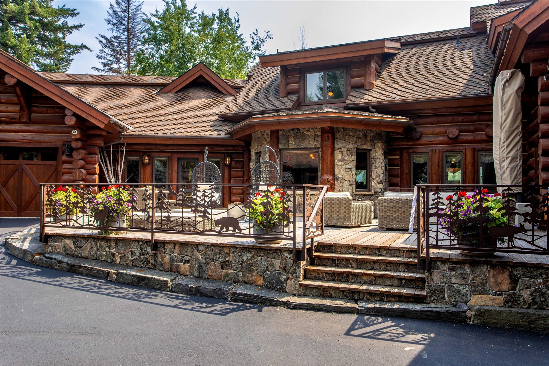 12890 Carney Ranch Road, Bigfork, MT 59911 The expansive front patio