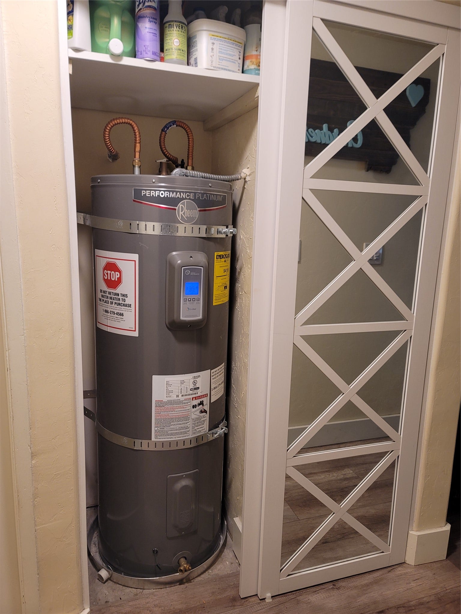 8575 Mt Hwy 35, #11, Bigfork, MT 59911 half the deep closet opened to show water heater.