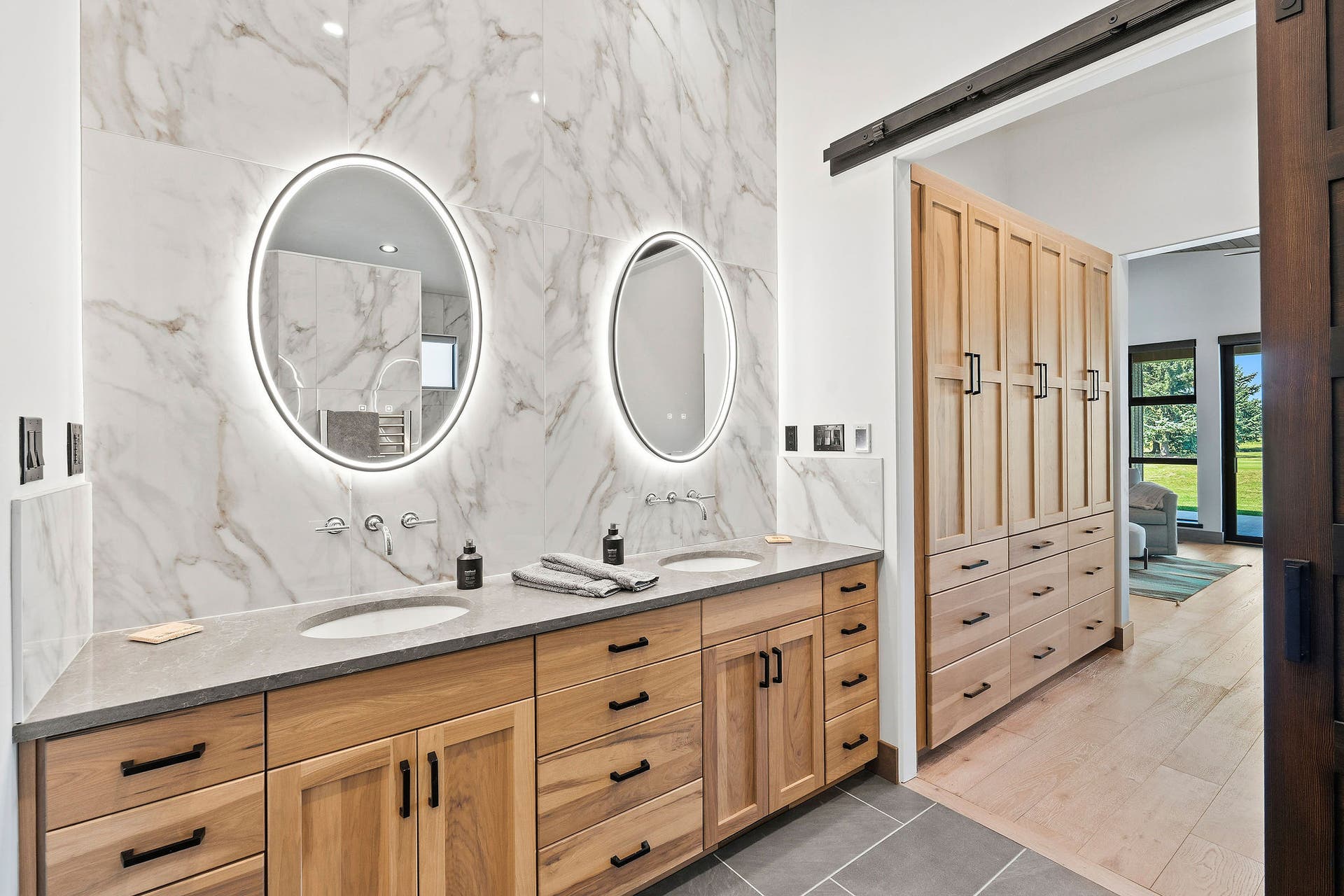 1283 Lake Pointe Drive, Bigfork, MT 59911 Dual vanity with marble backsplash