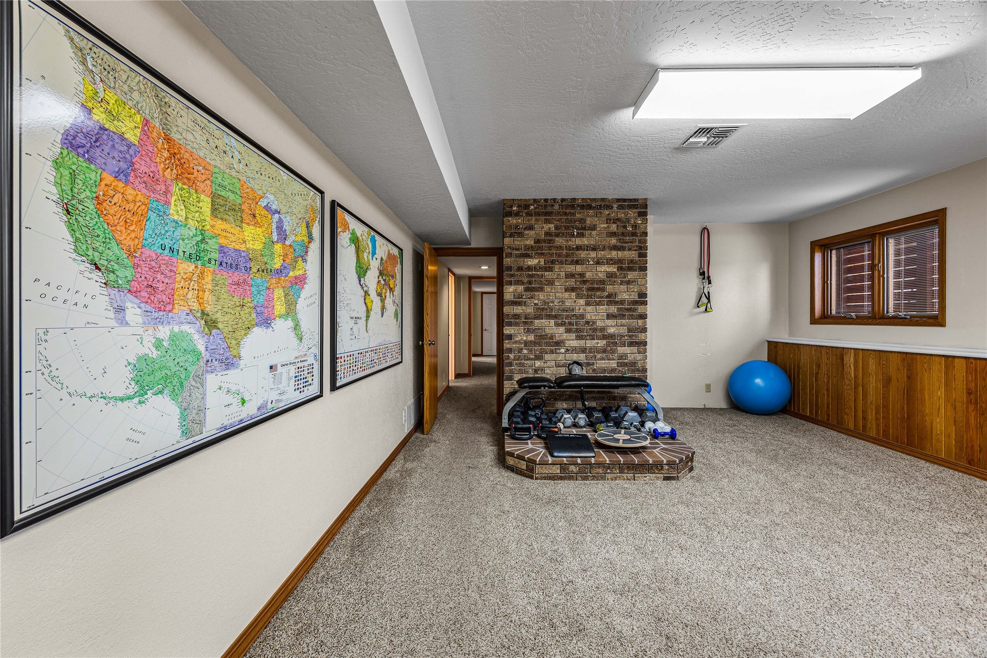 Gas stove hookup/hearth in family room.
