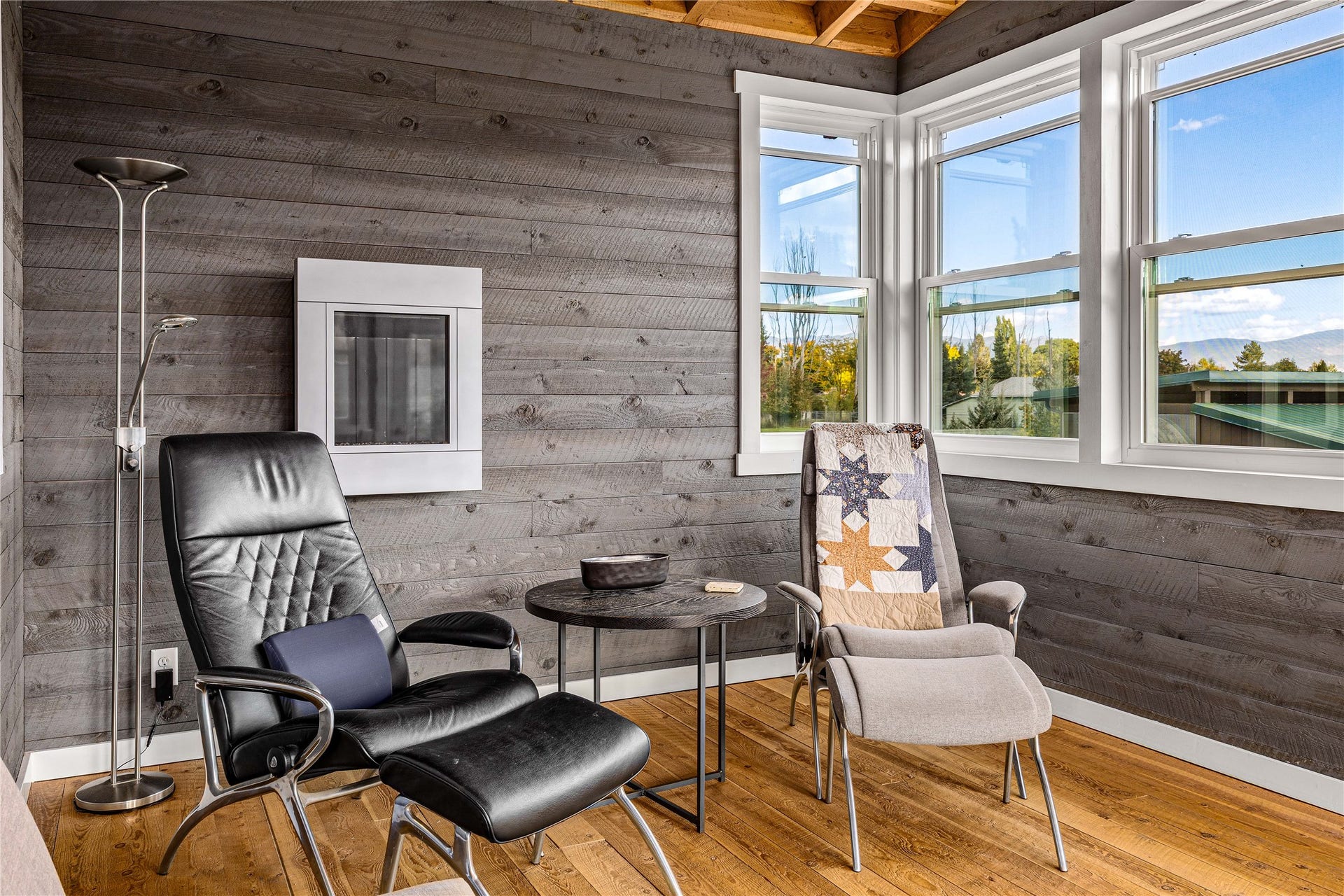 4 season porch with gas fireplace