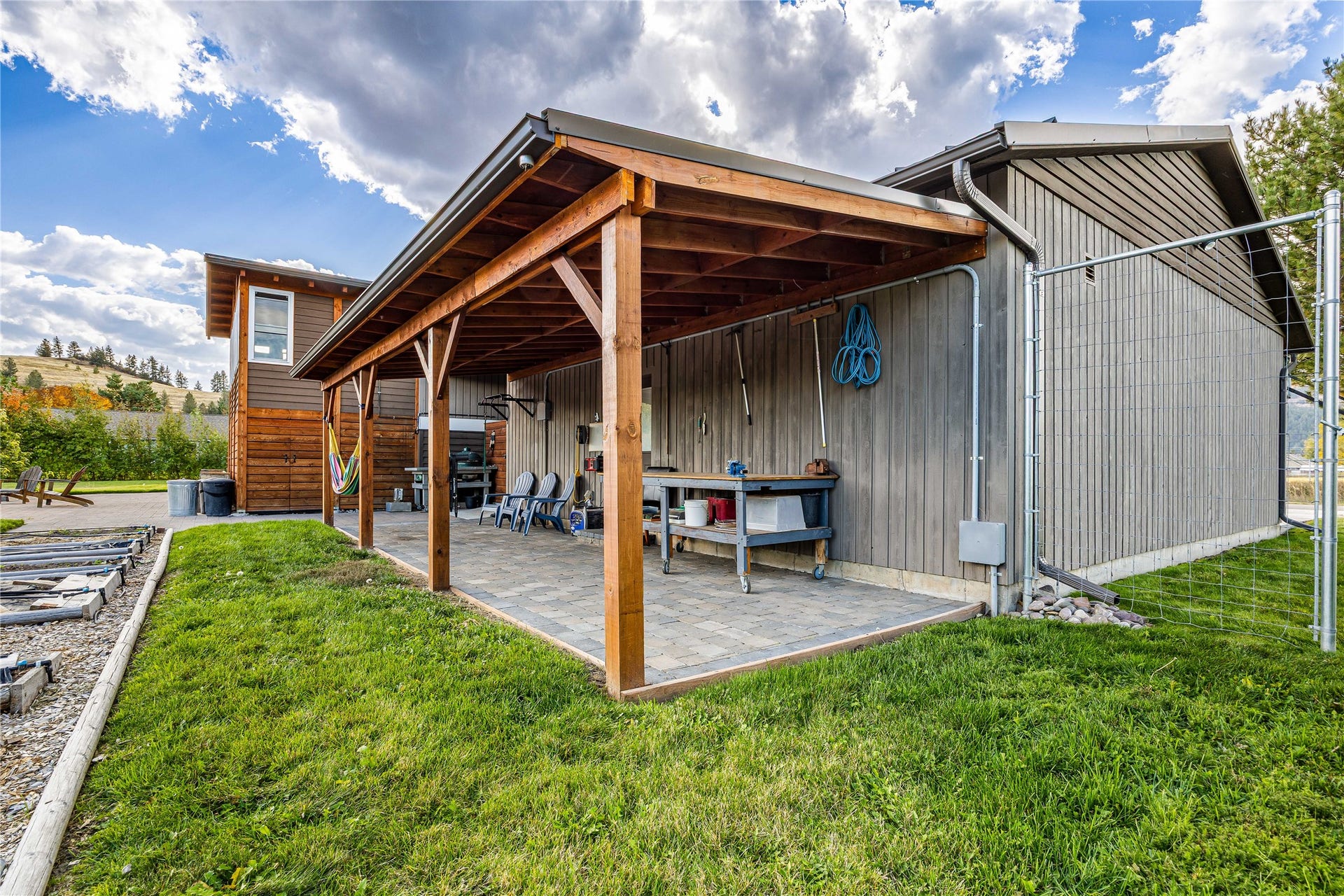 Garage rear door to covered patio.