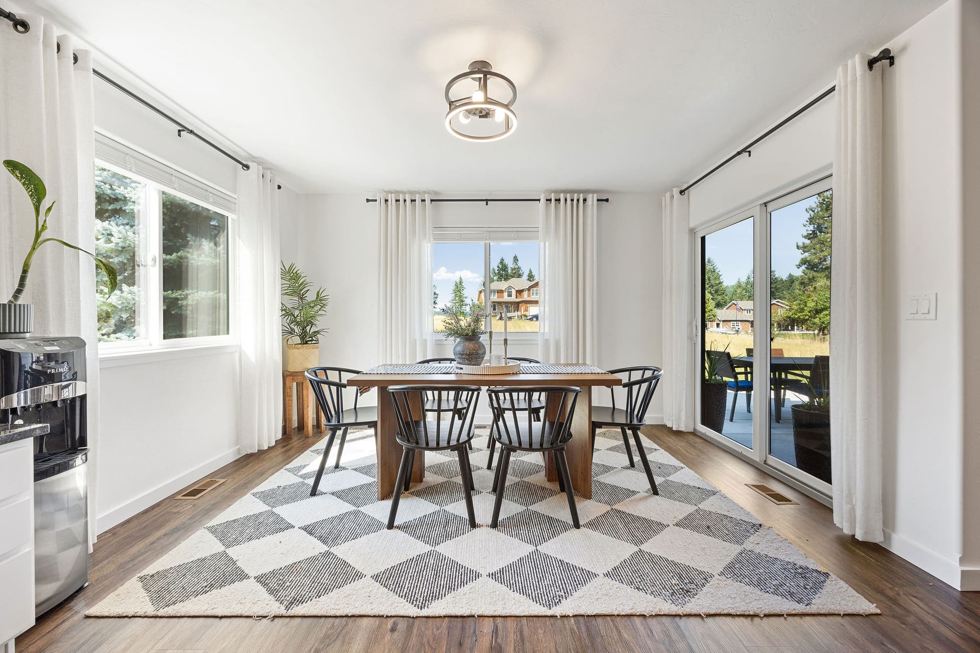 221 Stage Ridge Road, Bigfork, MT 59911 Beautiful Dining Area with lots of natural light, exterior door to back patio
