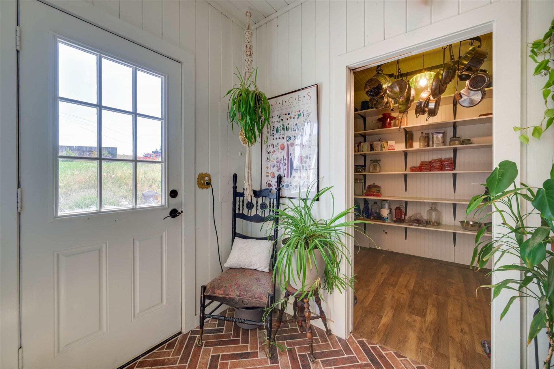 back door with pantry to the side