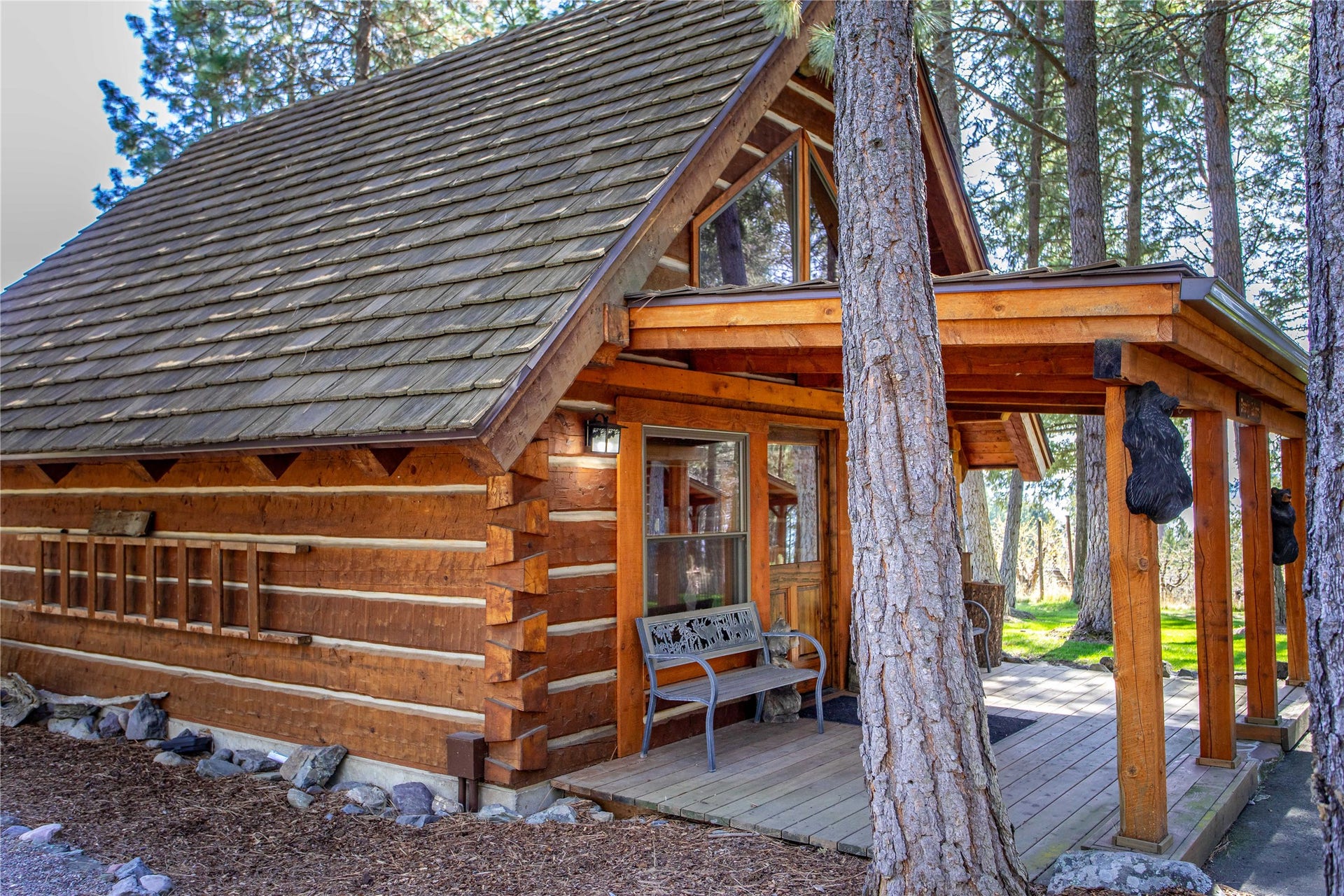 13518 Sylvan Drive, Bigfork, MT 59911 Bearly Asleep Cabin with covered front porch