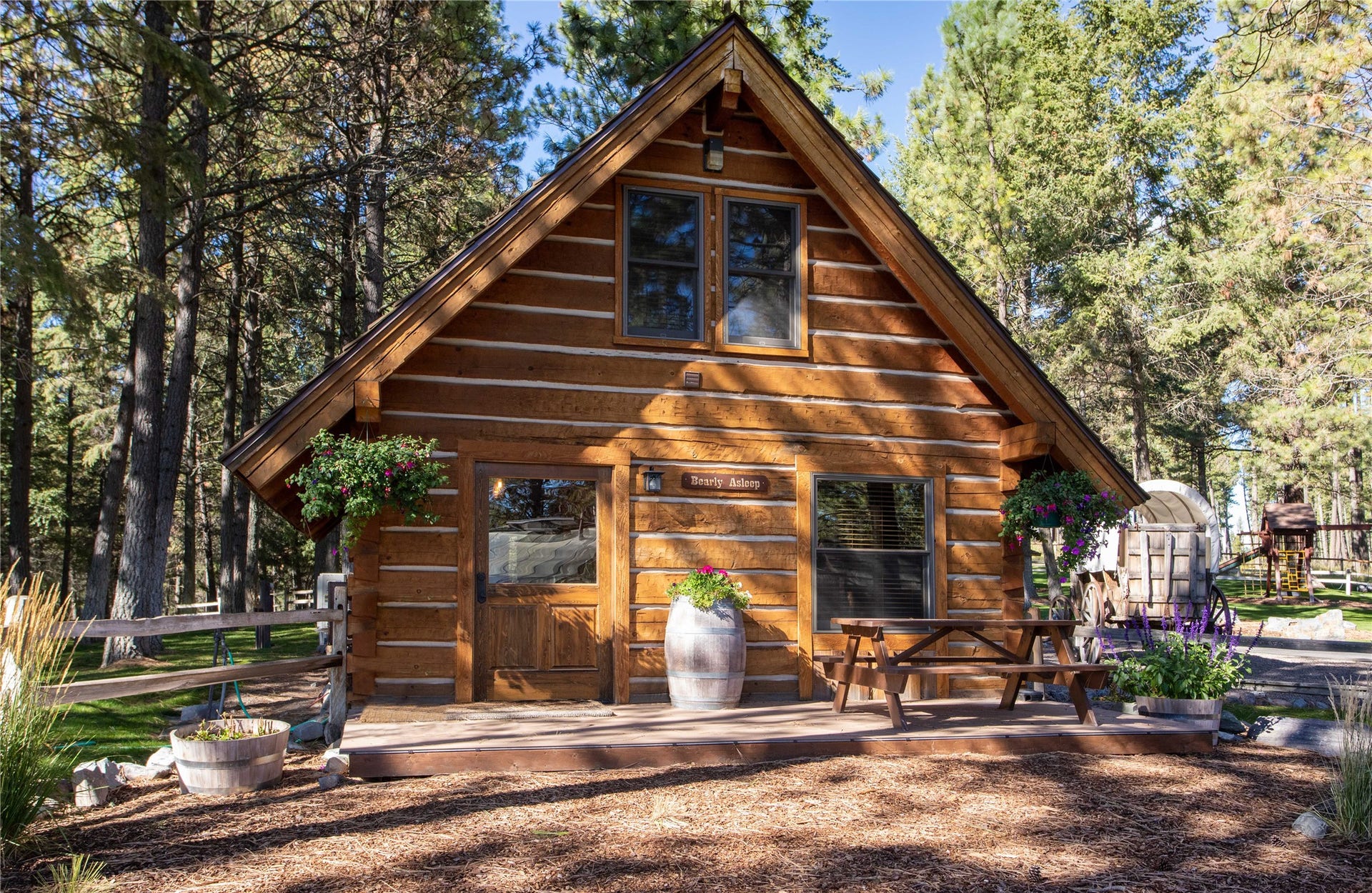 13518 Sylvan Drive, Bigfork, MT 59911 Back of Bearly Asleep Cabin
