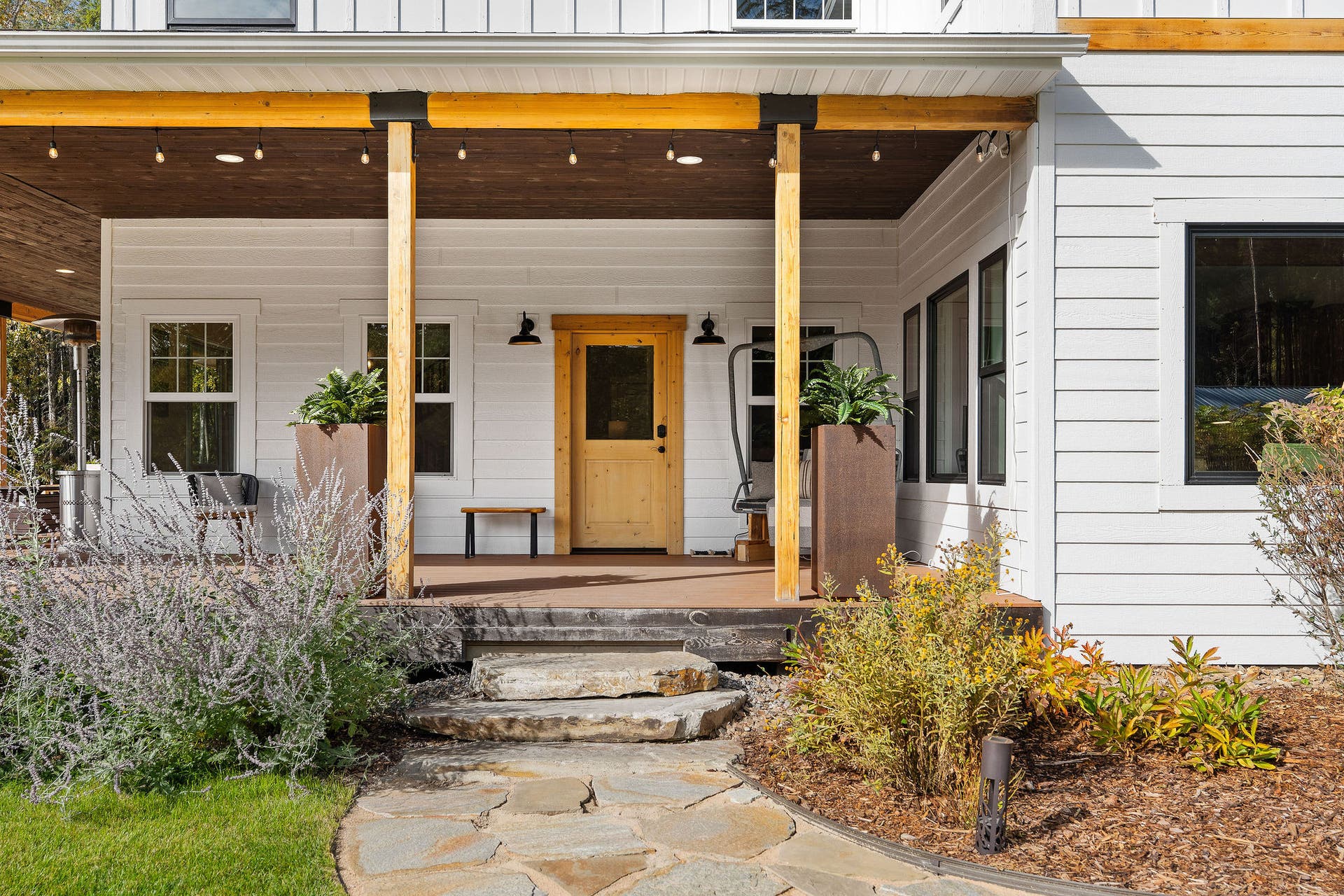 687 N Valley Drive, Whitefish, MT 59937 Freshly laid flagstone walkway to main house entry.