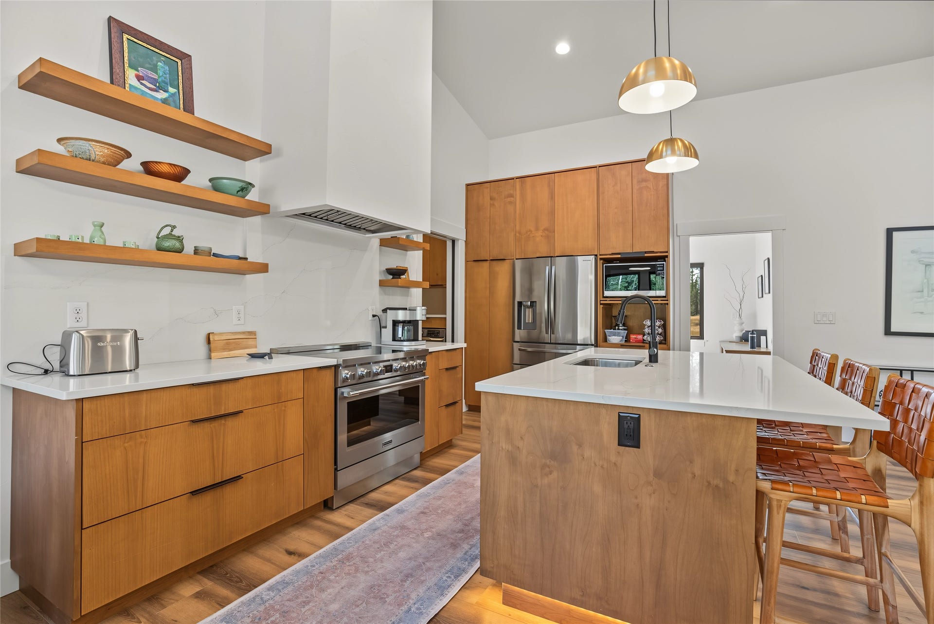 622 Wild Swan Trail, Bigfork, MT 59911 Open custom shelving and stainless steel appliances